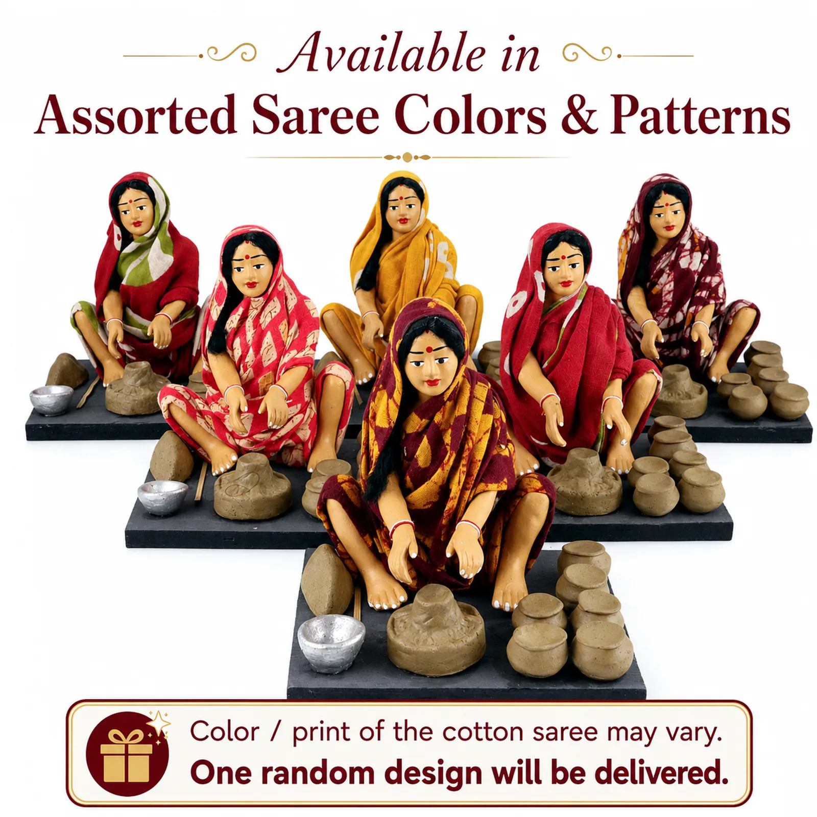 Potter- Woman - Handmade Terracotta Clay Figurine | Basic Sitting Human Figure Idol