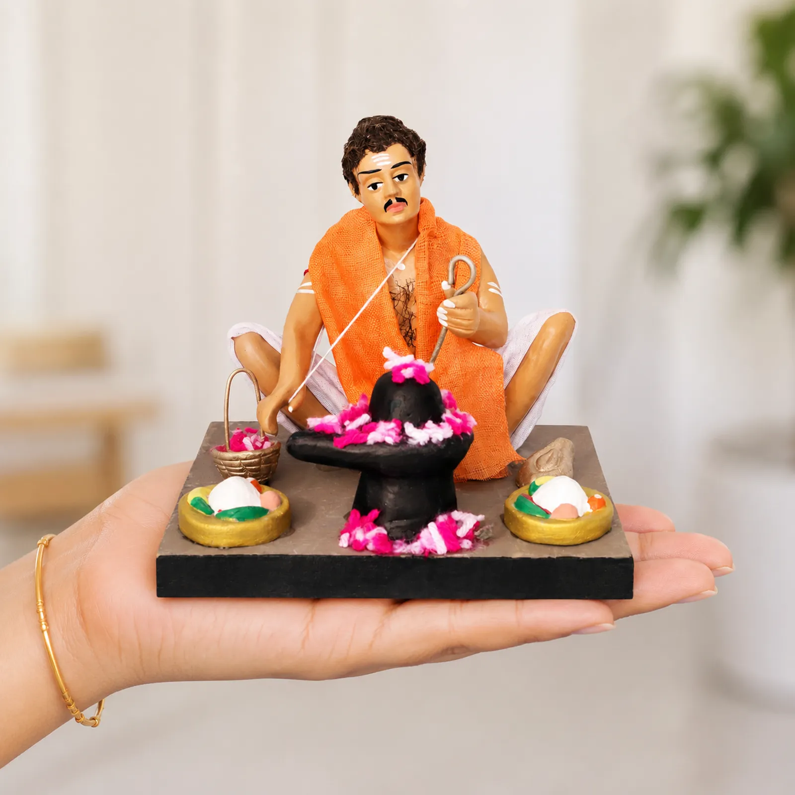 Priest - Handmade Terracotta Clay Figurine | Basic Sitting Human Figure Idol