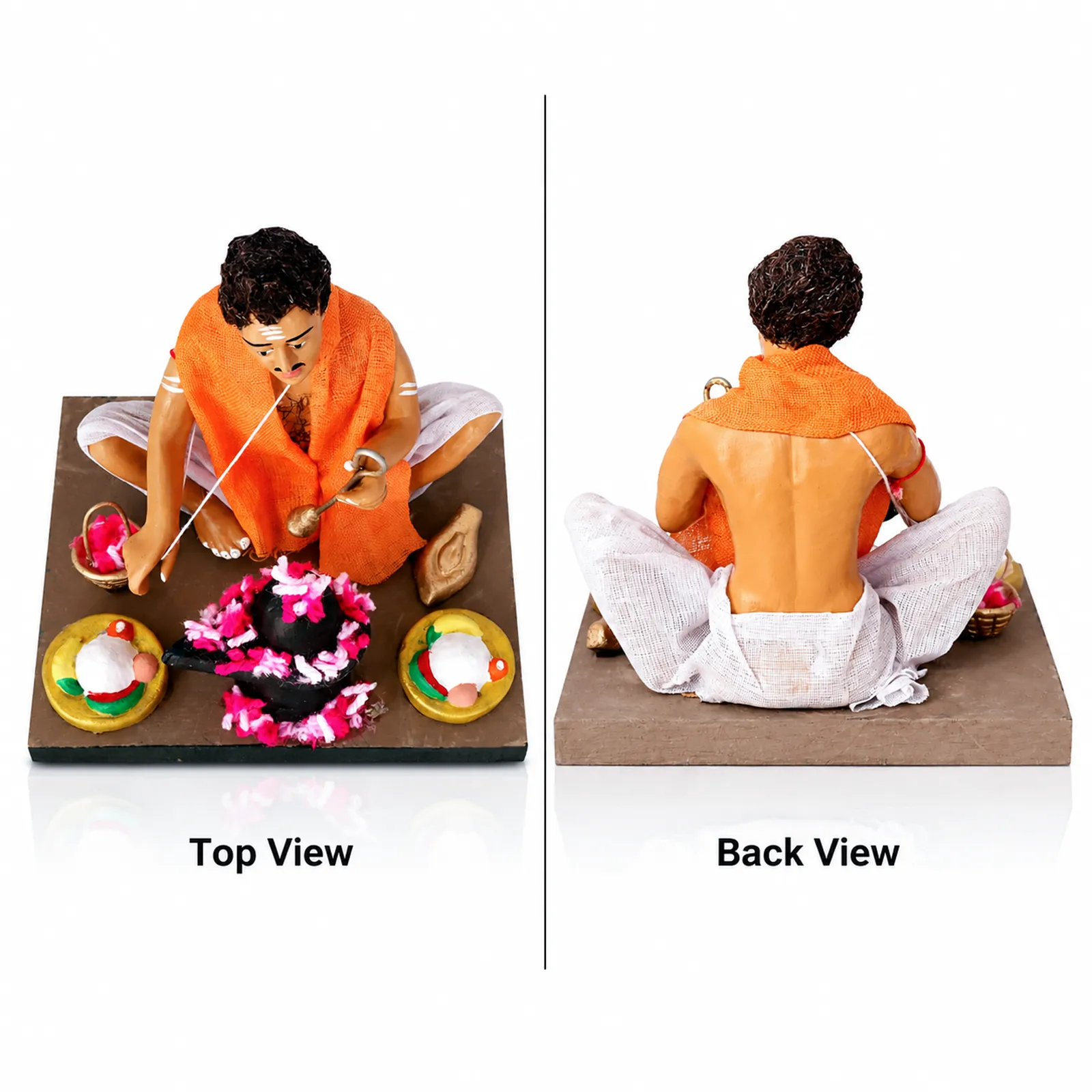 Priest - Handmade Terracotta Clay Figurine | Basic Sitting Human Figure Idol
