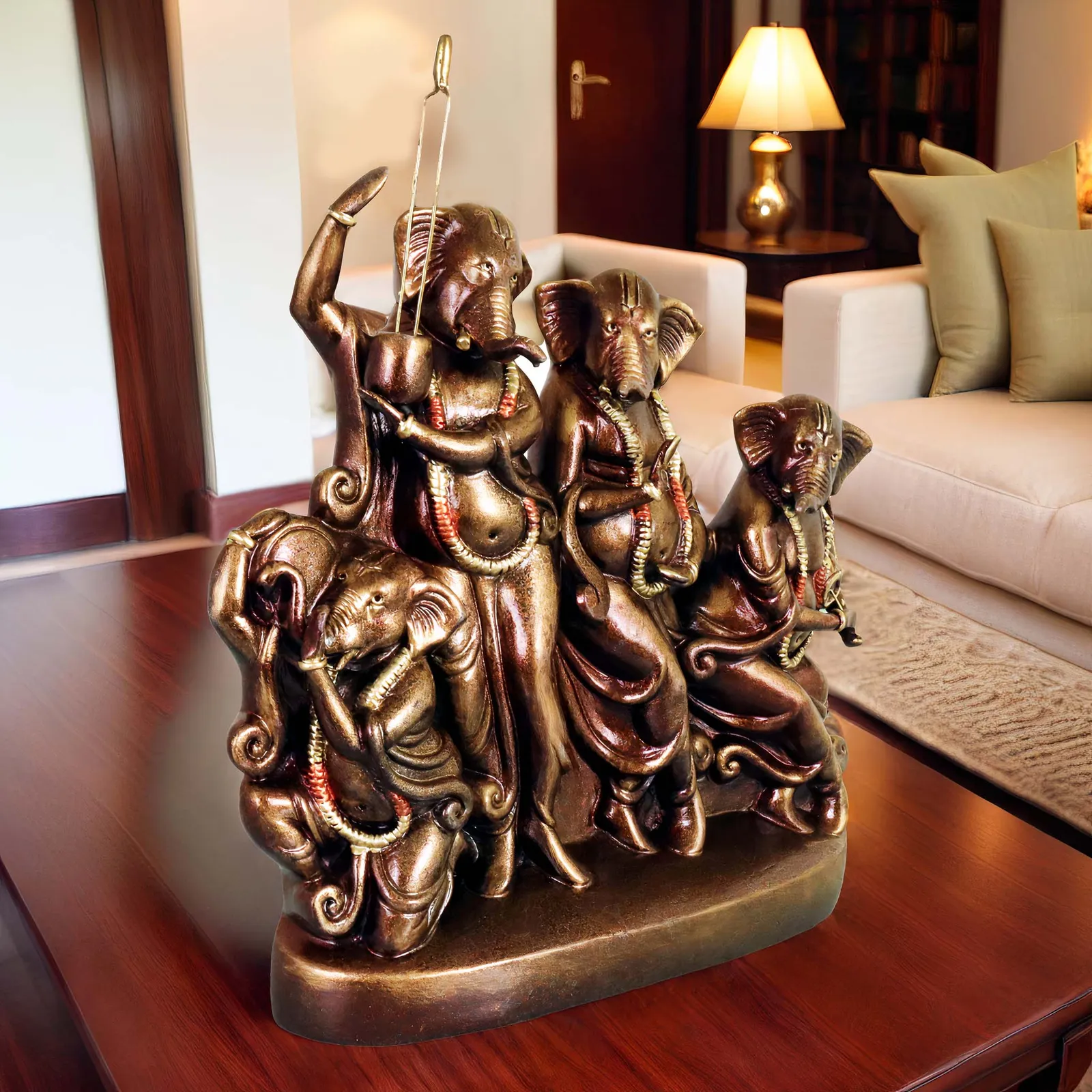 Quartet Musical Lord Ganesha | Handmade Terracotta Clay Figurine | Abstract Terracotta Showpieces
