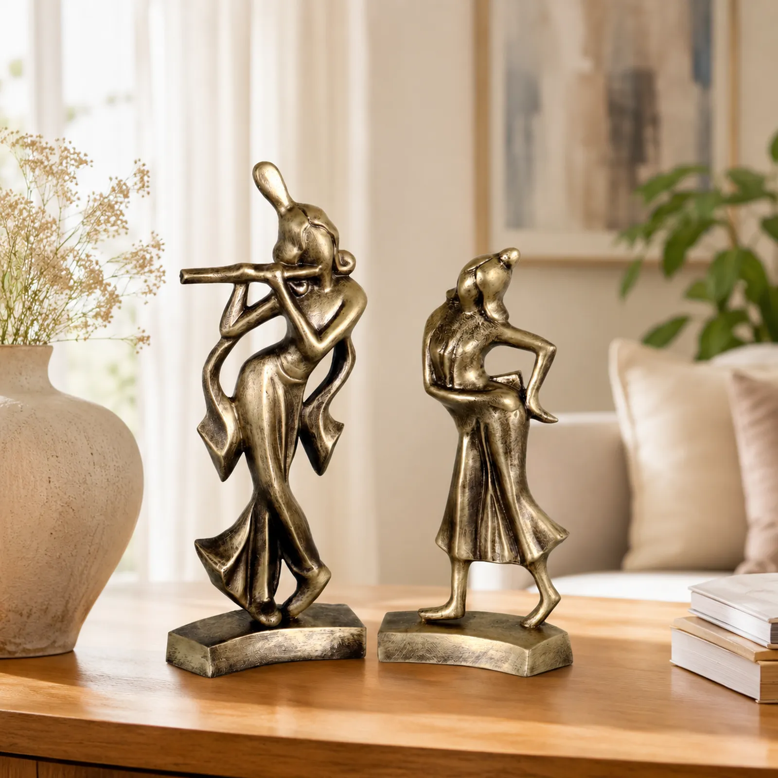 Radha Krishna | Handmade Terracotta Clay Figurine | Abstract Terracotta Showpieces