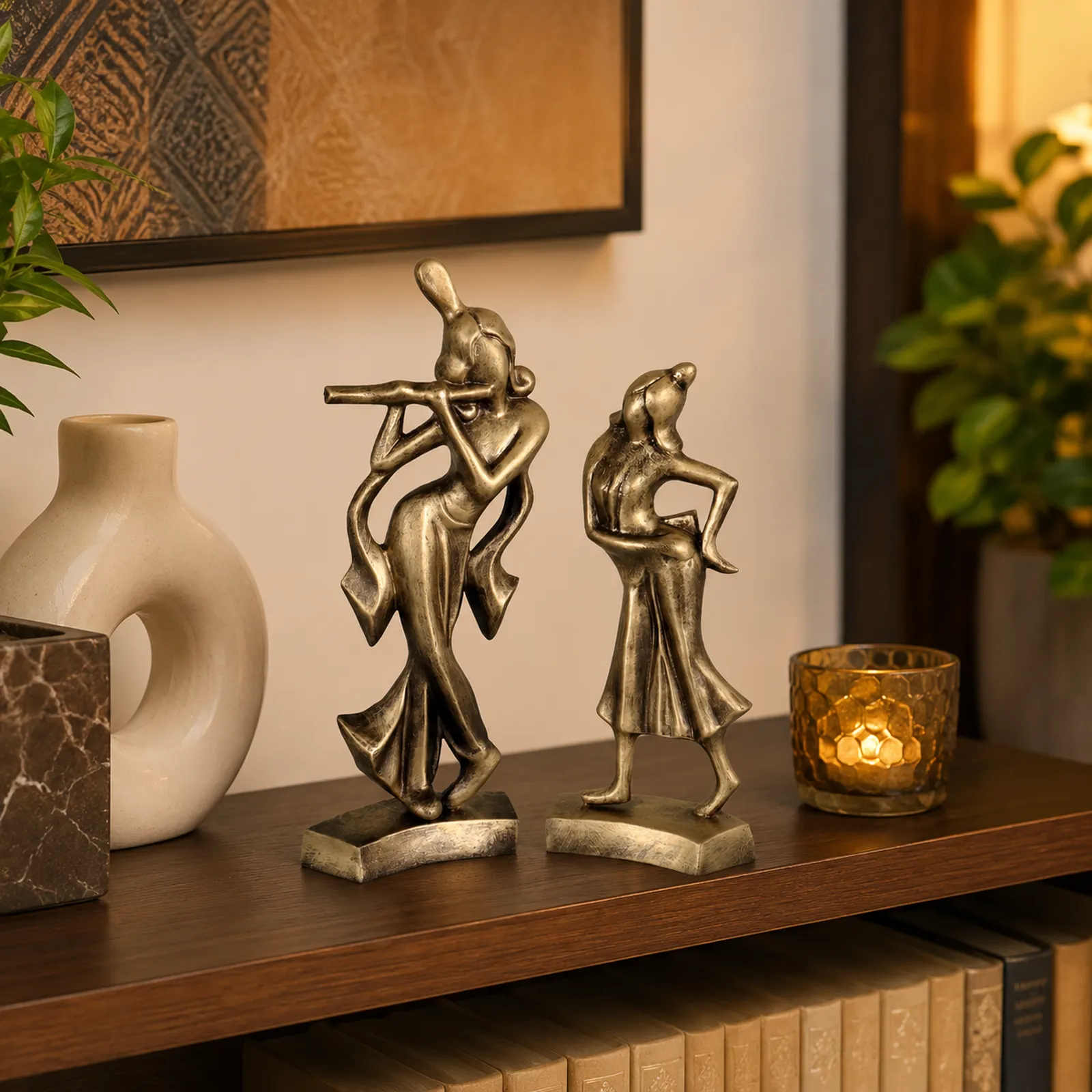 Radha Krishna | Handmade Terracotta Clay Figurine | Abstract Terracotta Showpieces