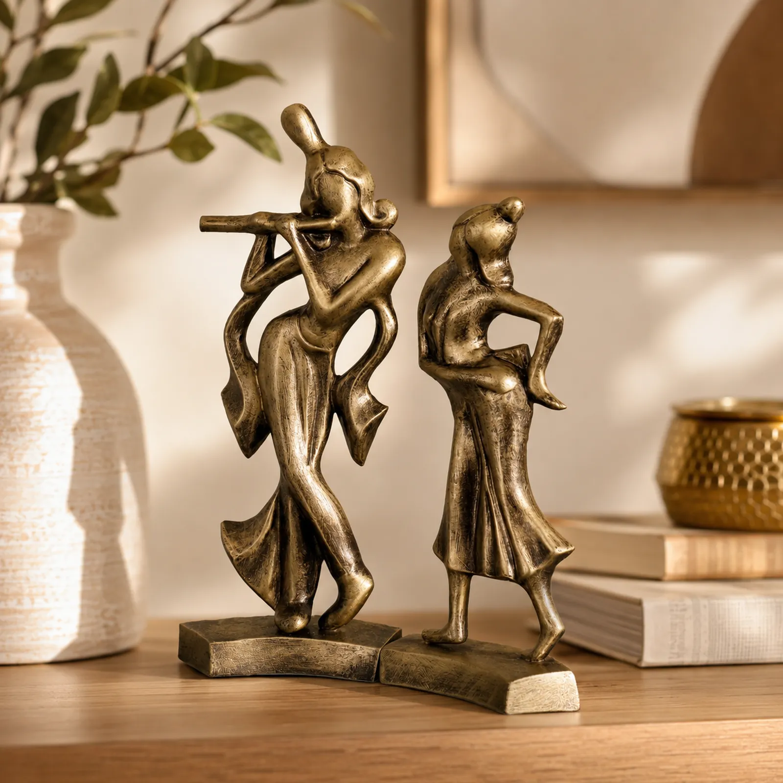 Radha Krishna | Handmade Terracotta Clay Figurine | Abstract Terracotta Showpieces