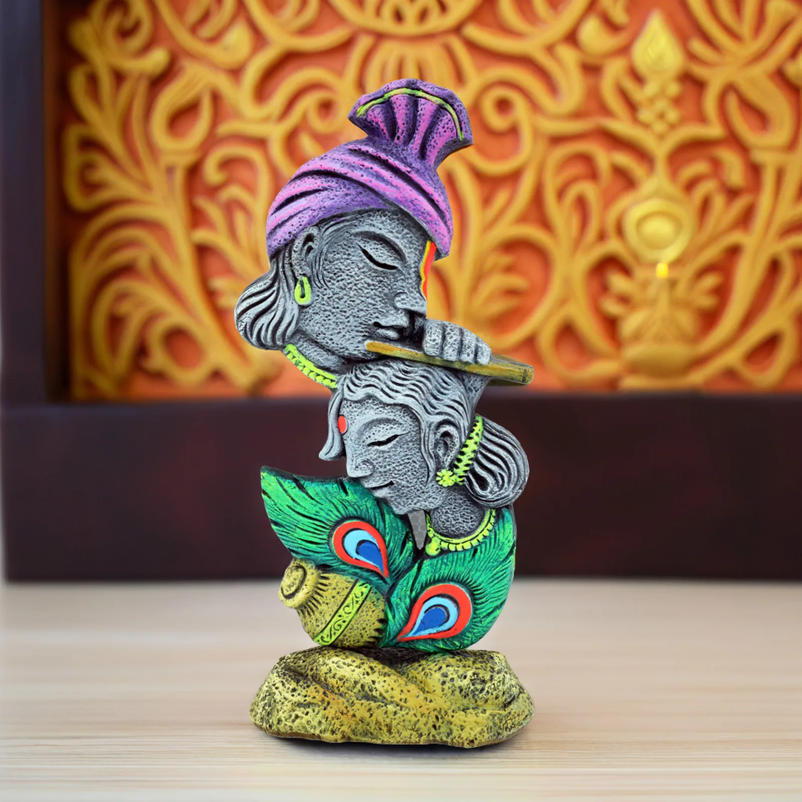 Radha Krishna Idol - Symbol of Eternal Love & Devotion | Handmade Terracotta Clay Figurine | Abstract Terracotta Showpieces