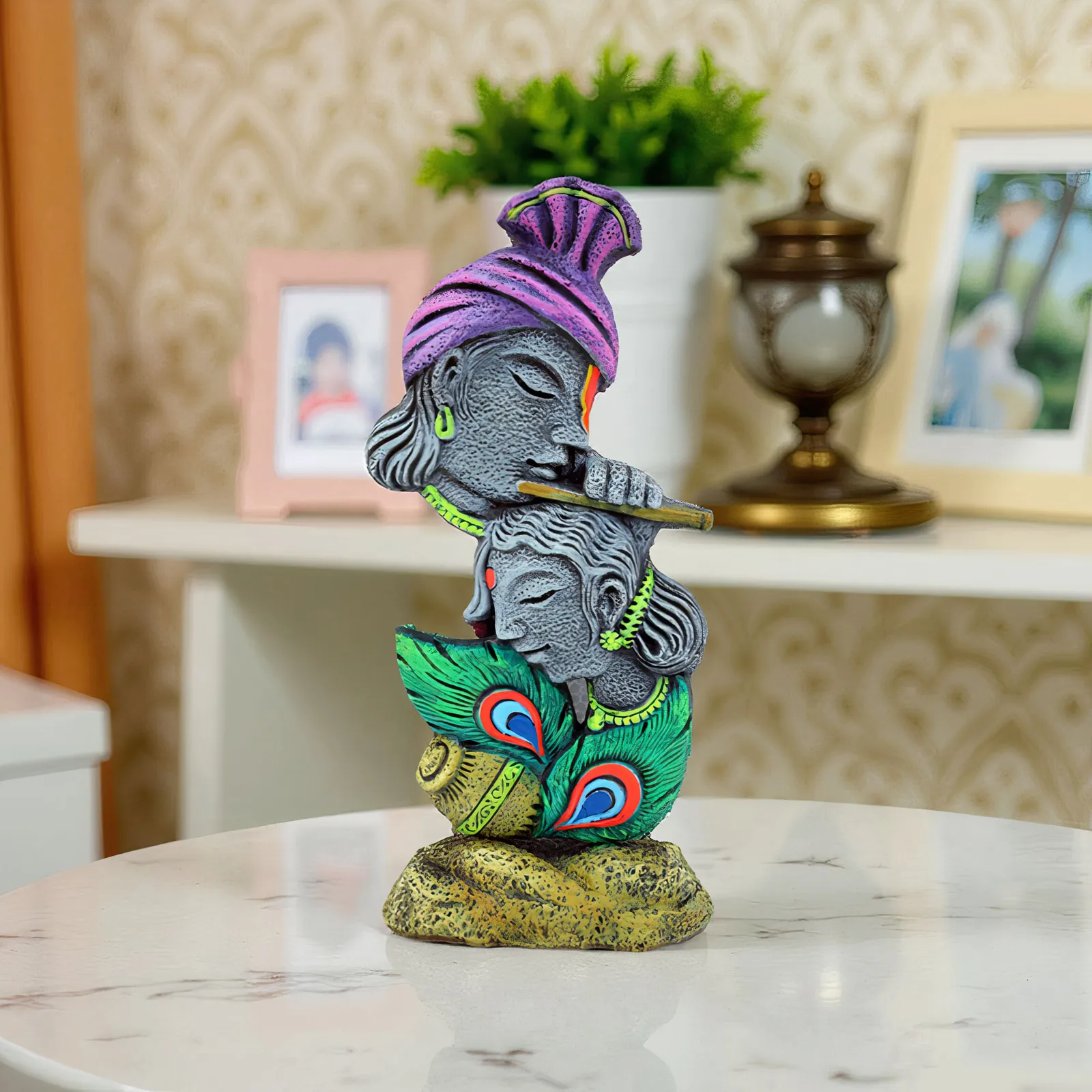 Radha Krishna Idol - Symbol of Eternal Love & Devotion | Handmade Terracotta Clay Figurine | Abstract Terracotta Showpieces