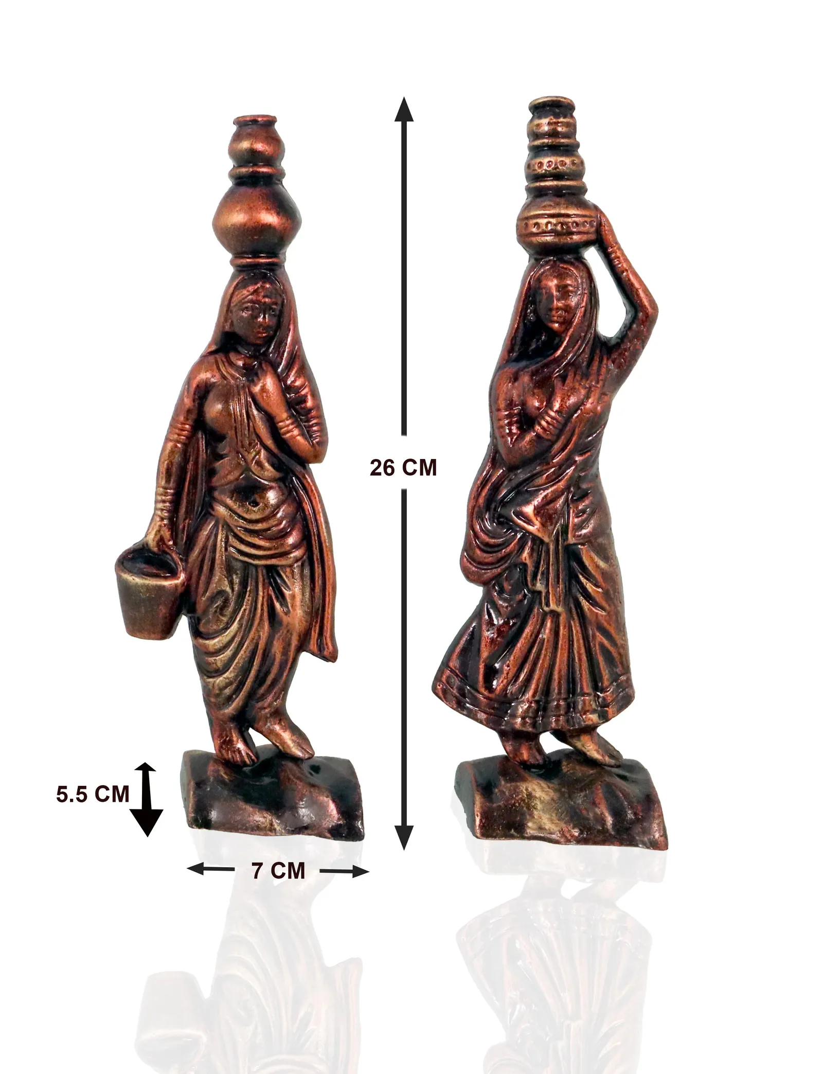 Rajasthani Women - Metallic Bronze | Handmade Terracotta Clay Figurine | Abstract Terracotta Showpieces