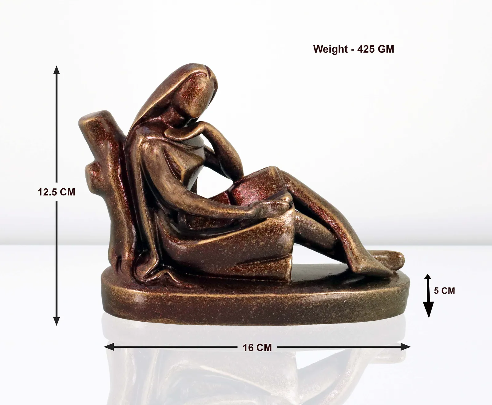 Reader Leaning on Tree | Handmade Terracotta Clay Figurine | Abstract Terracotta Showpieces