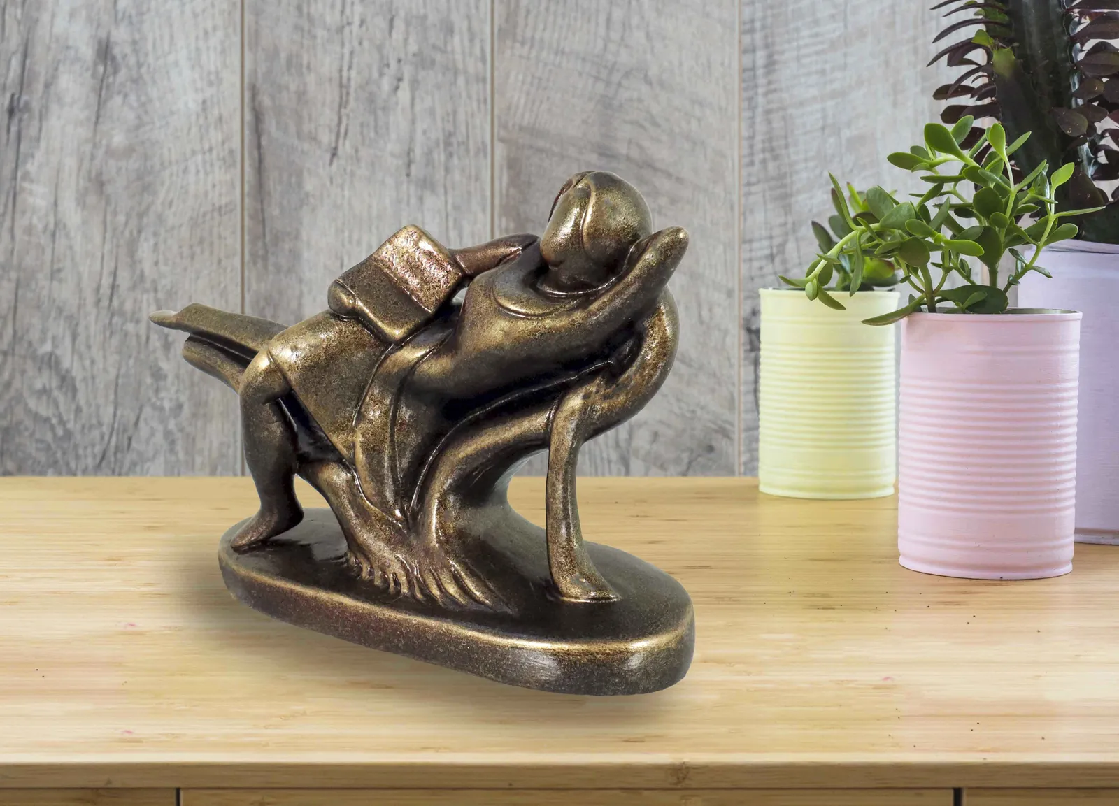 Reader Sitting Human Figure Idols on Tree Branch | Handmade Terracotta Clay Figurine | Abstract Terracotta Showpieces