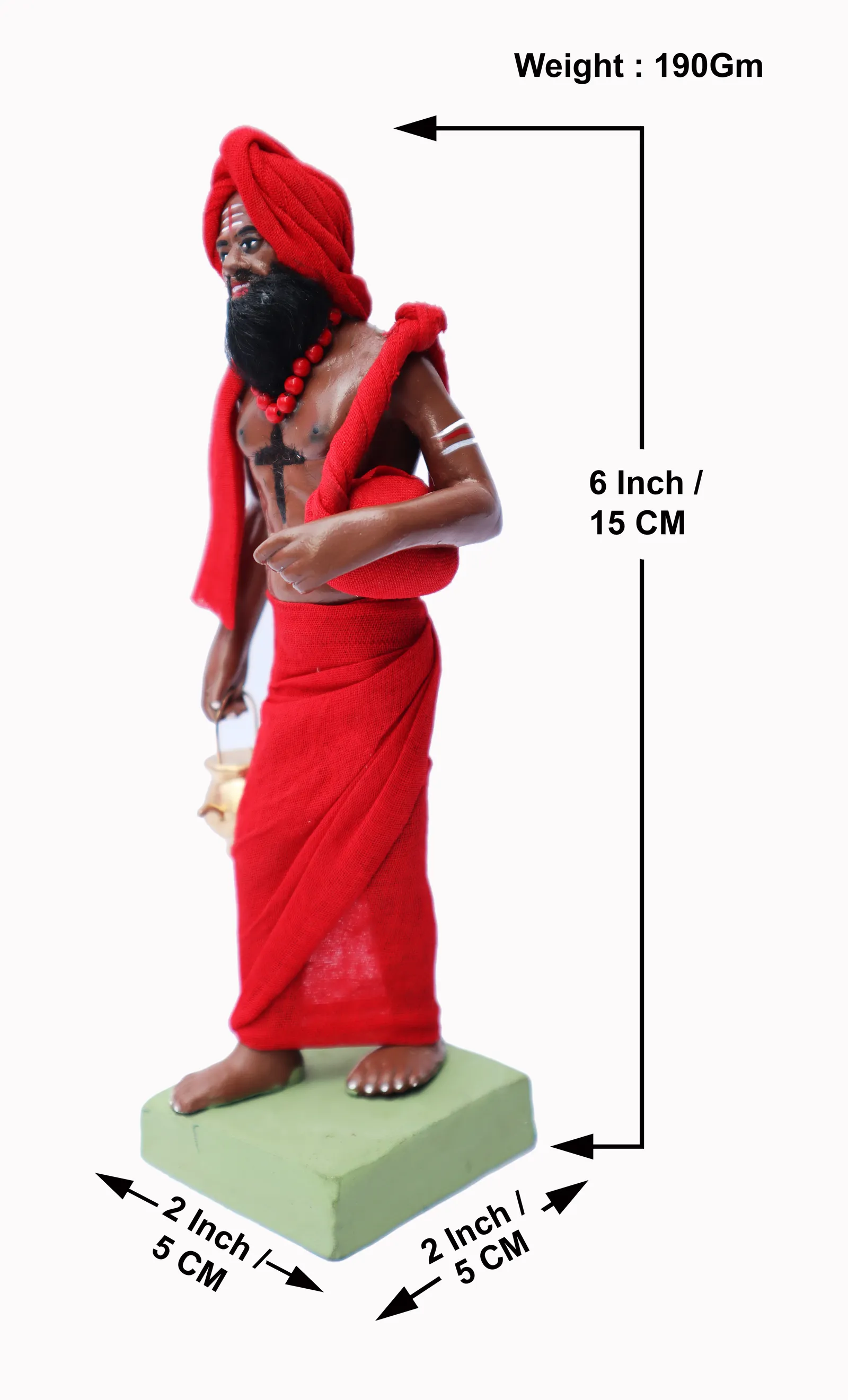 Sanyasi - Tantrik | Handmade Terracotta Clay Figurine | Standing Human Figure Idols