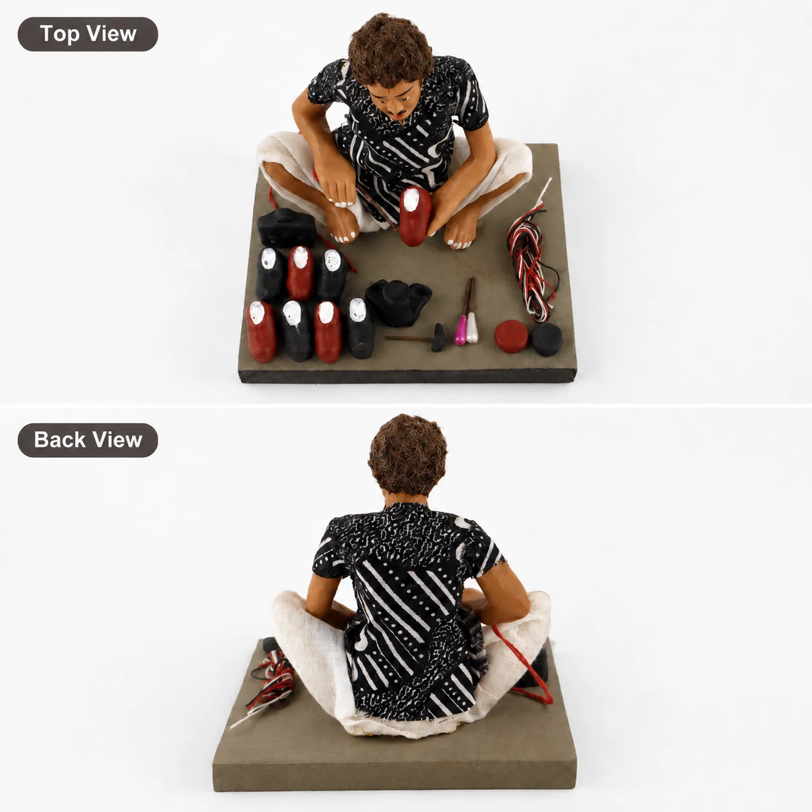 Shoemaker - Handmade Terracotta Clay Figurine | Basic Sitting Human Figure Idol