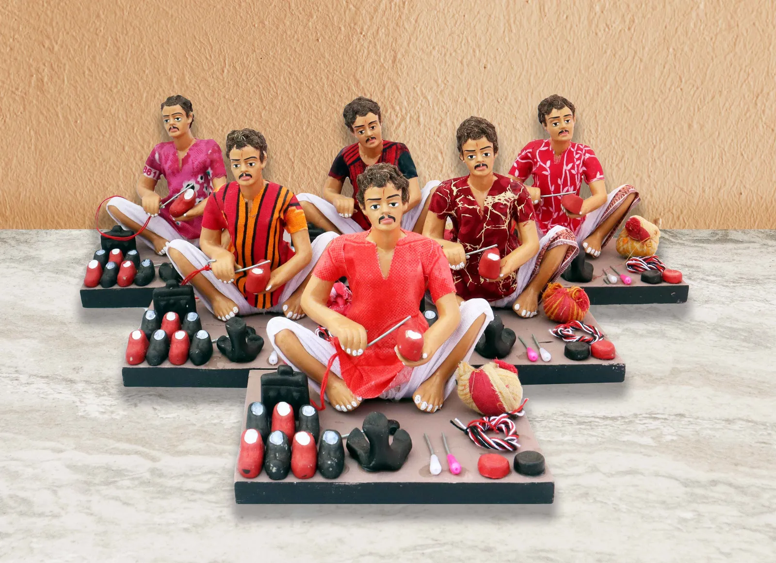 Shoemaker - Handmade Terracotta Clay Figurine | Basic Sitting Human Figure Idol