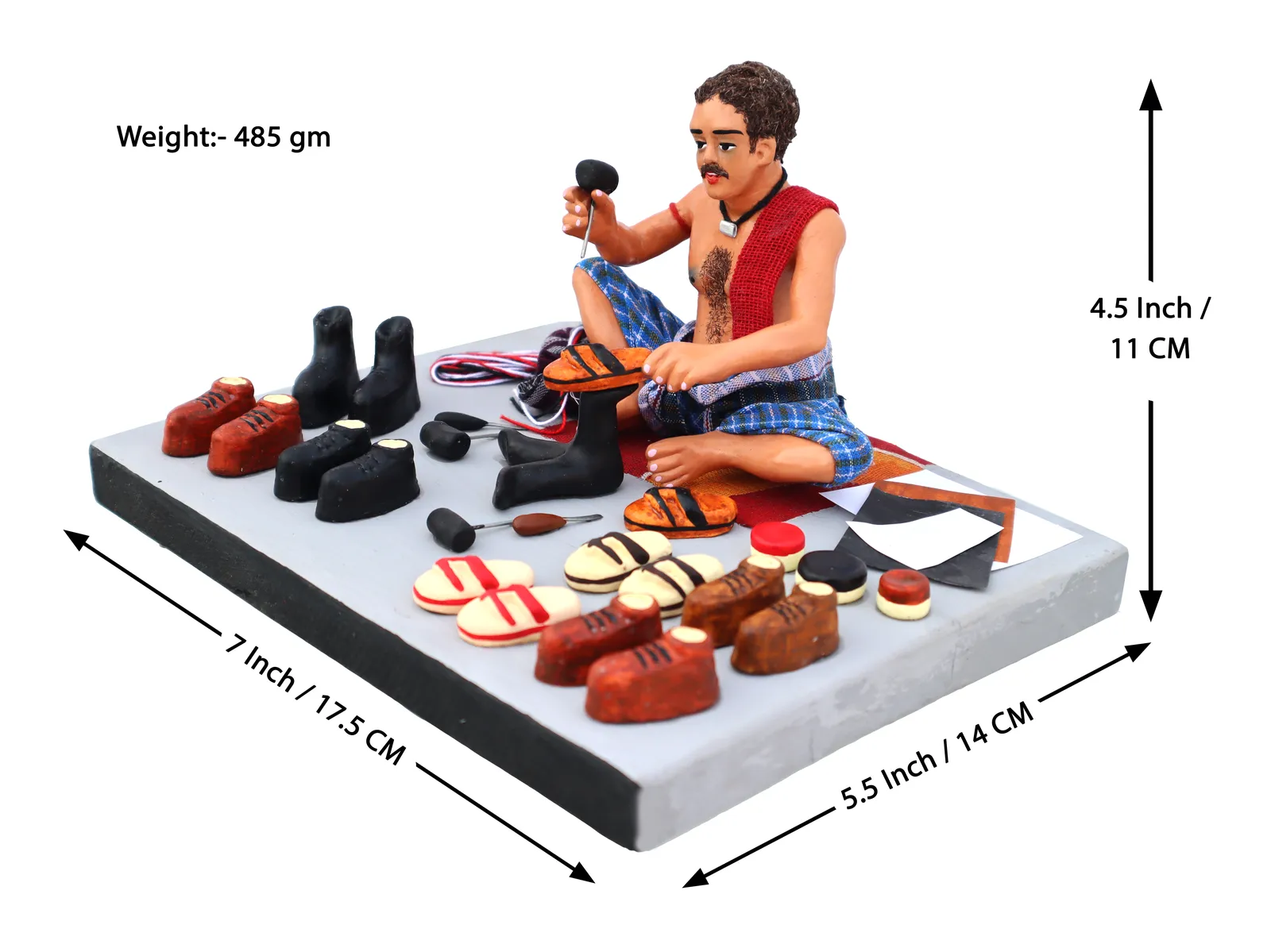 Shoemaker - Handmade Terracotta Clay Figurine | Prime Sitting Human Figure Idol