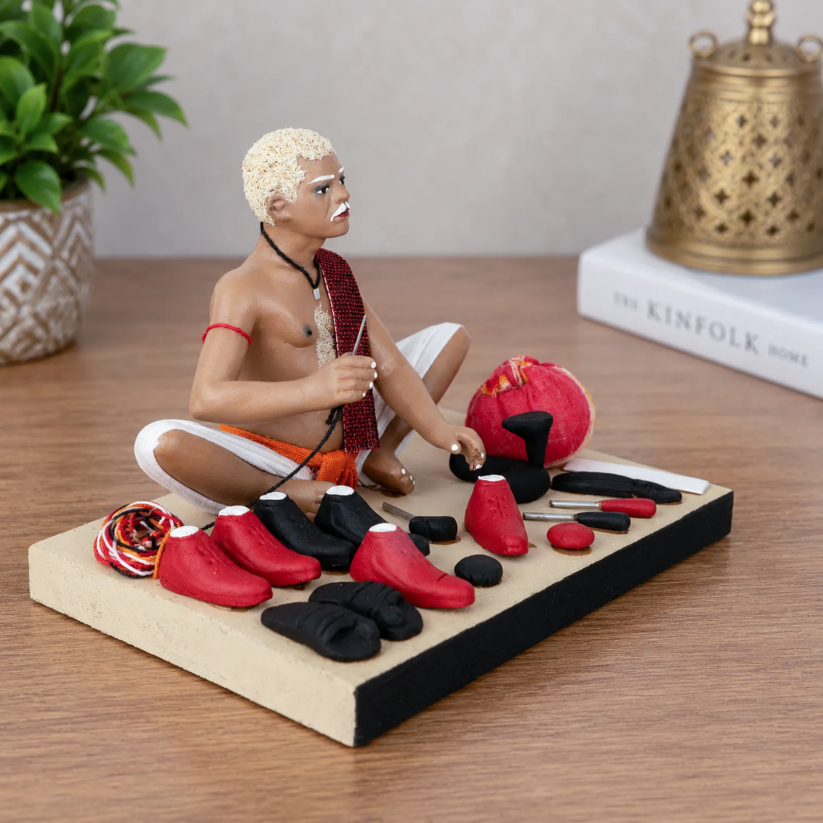 Shoemaker - Handmade Terracotta Clay Figurine | Standard Sitting Human Figure Idol