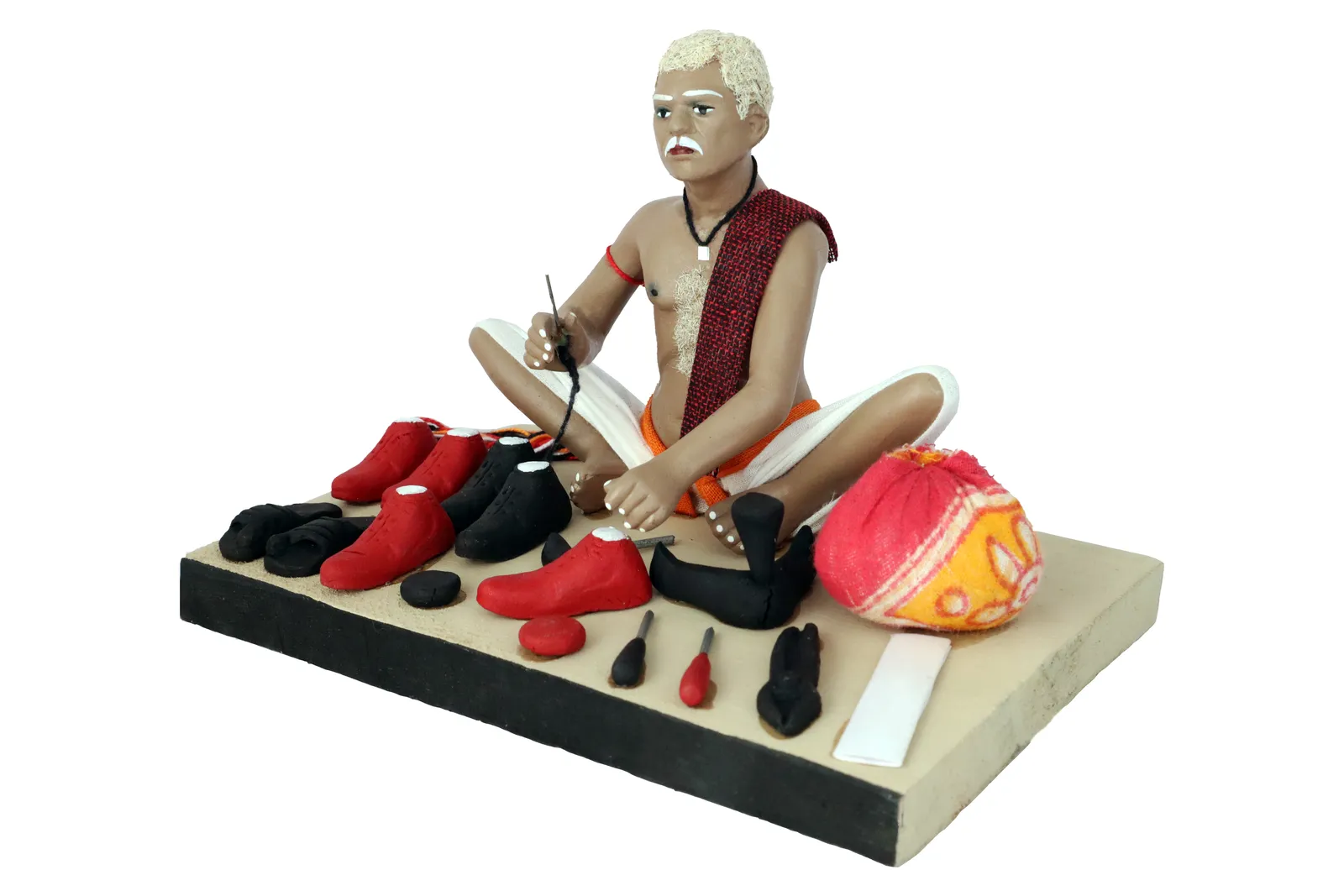 Shoemaker - Handmade Terracotta Clay Figurine | Standard Sitting Human Figure Idol