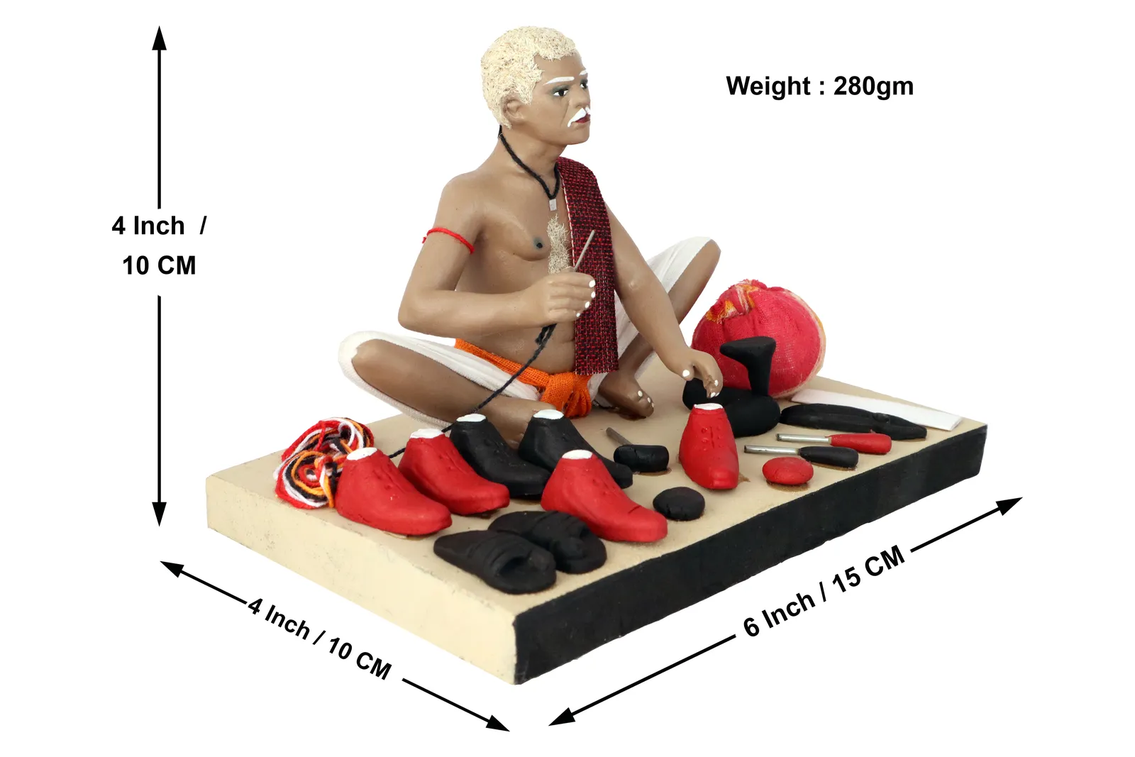 Shoemaker - Handmade Terracotta Clay Figurine | Standard Sitting Human Figure Idol