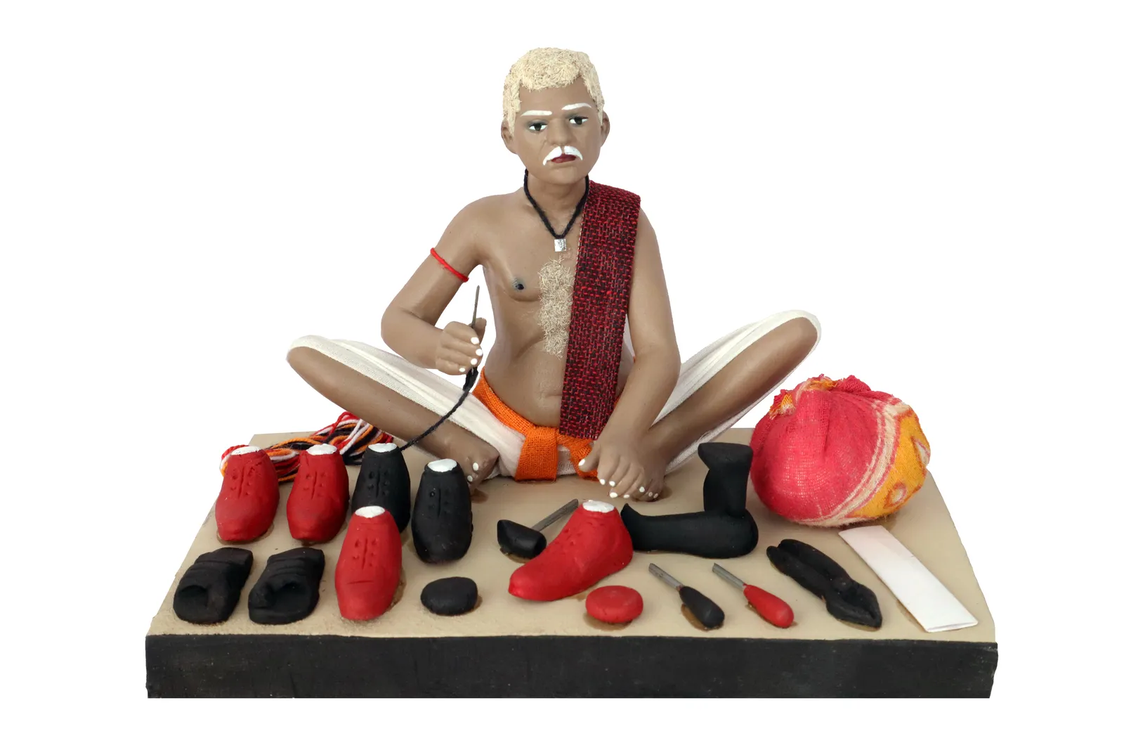 Shoemaker - Handmade Terracotta Clay Figurine | Standard Sitting Human Figure Idol
