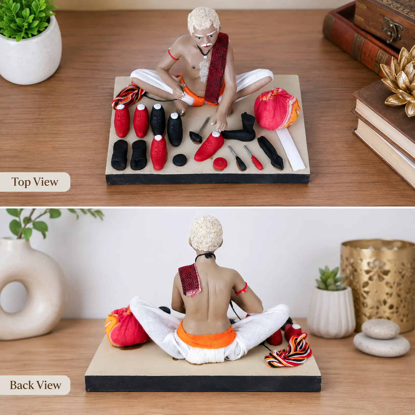 Shoemaker - Handmade Terracotta Clay Figurine | Standard Sitting Human Figure Idol