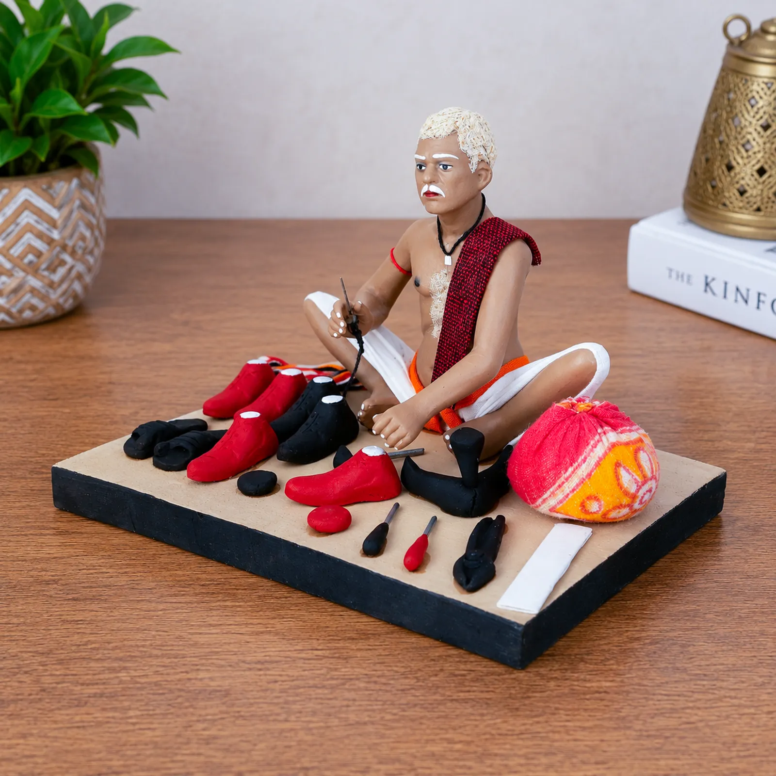 Shoemaker - Handmade Terracotta Clay Figurine | Standard Sitting Human Figure Idol