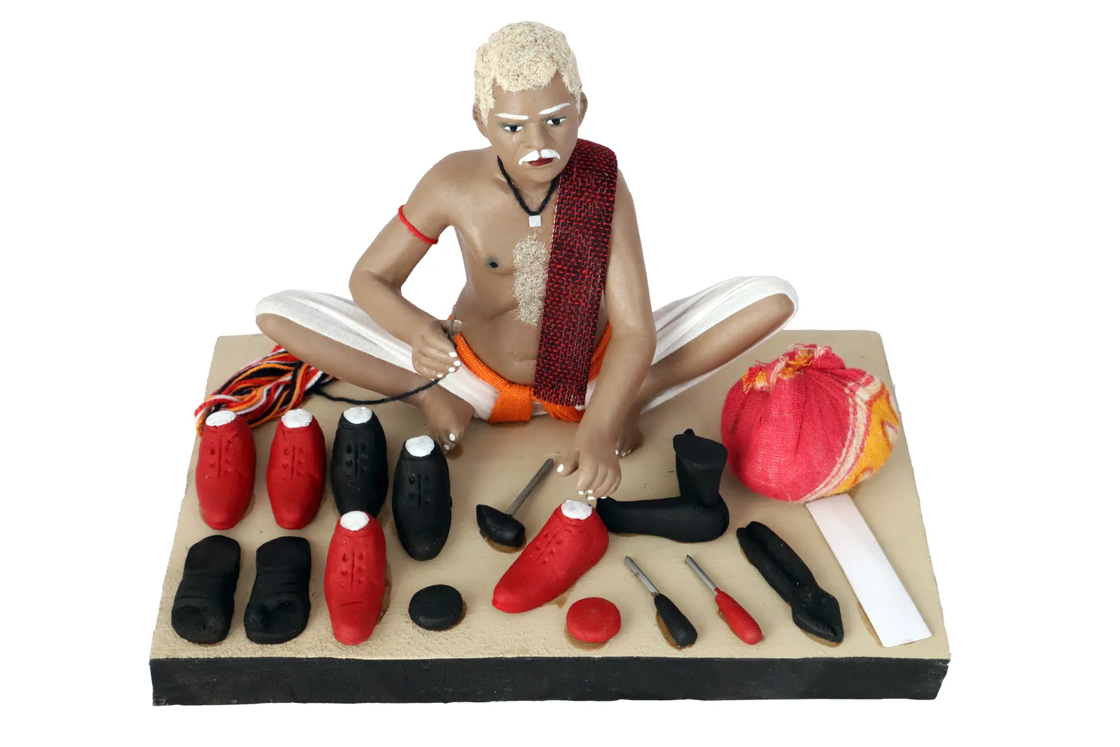 Shoemaker - Handmade Terracotta Clay Figurine | Standard Sitting Human Figure Idol