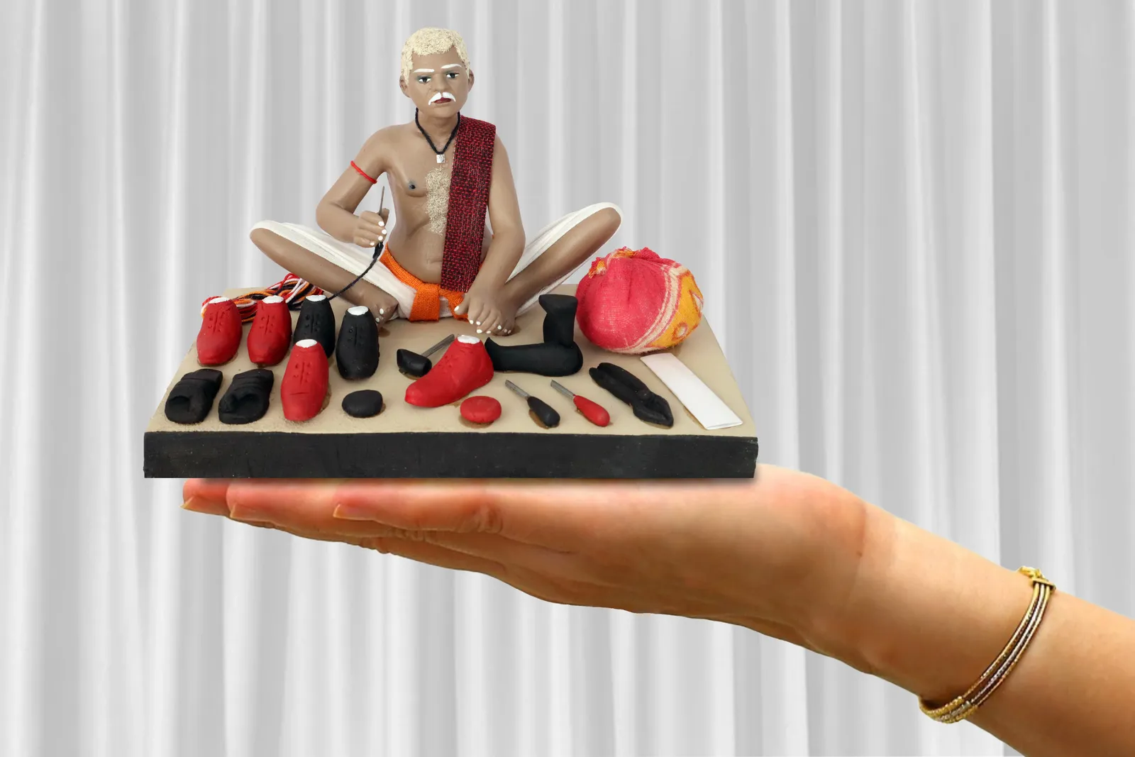 Shoemaker - Handmade Terracotta Clay Figurine | Standard Sitting Human Figure Idol