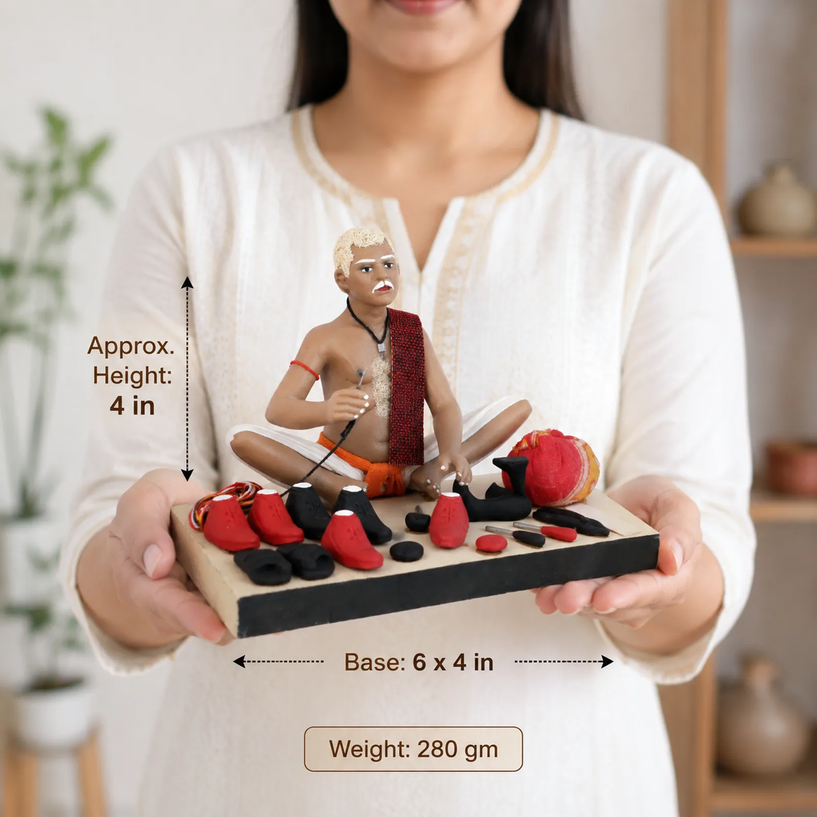 Shoemaker - Handmade Terracotta Clay Figurine | Standard Sitting Human Figure Idol