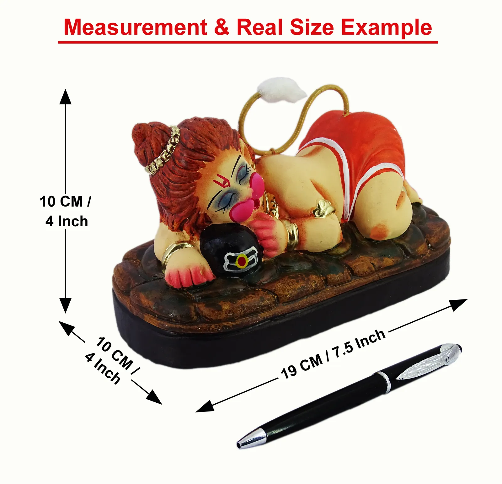 Sleeping Bal Hanuman - Hugging Shivling Clay Terracotta Idol | Spiritual and Cultural Art
