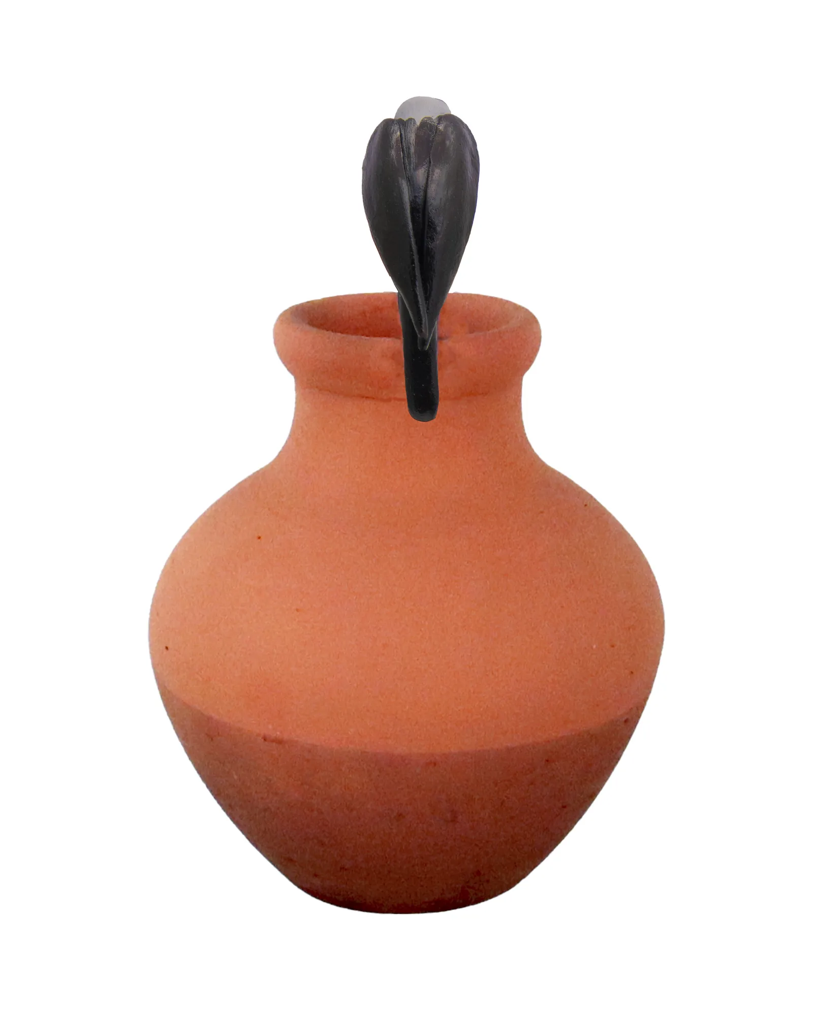 Thirsty Clever Crow |Handmade Terracotta Miniature Figurine | Clay Pot Story Showpiece