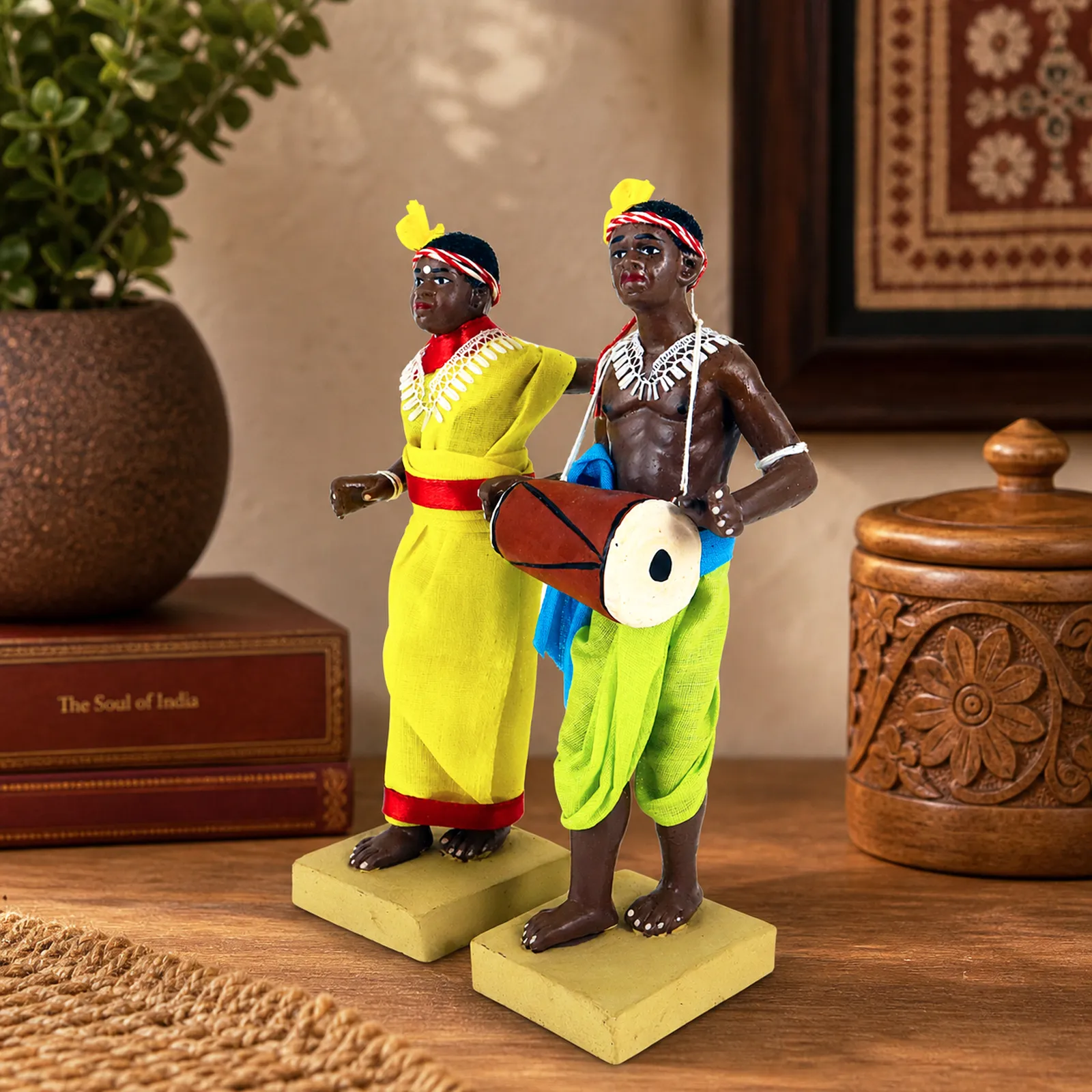 Tribal Dance Couple - Set of 2 | Handmade Terracotta Clay Figurine | Standing Human Figure Idols
