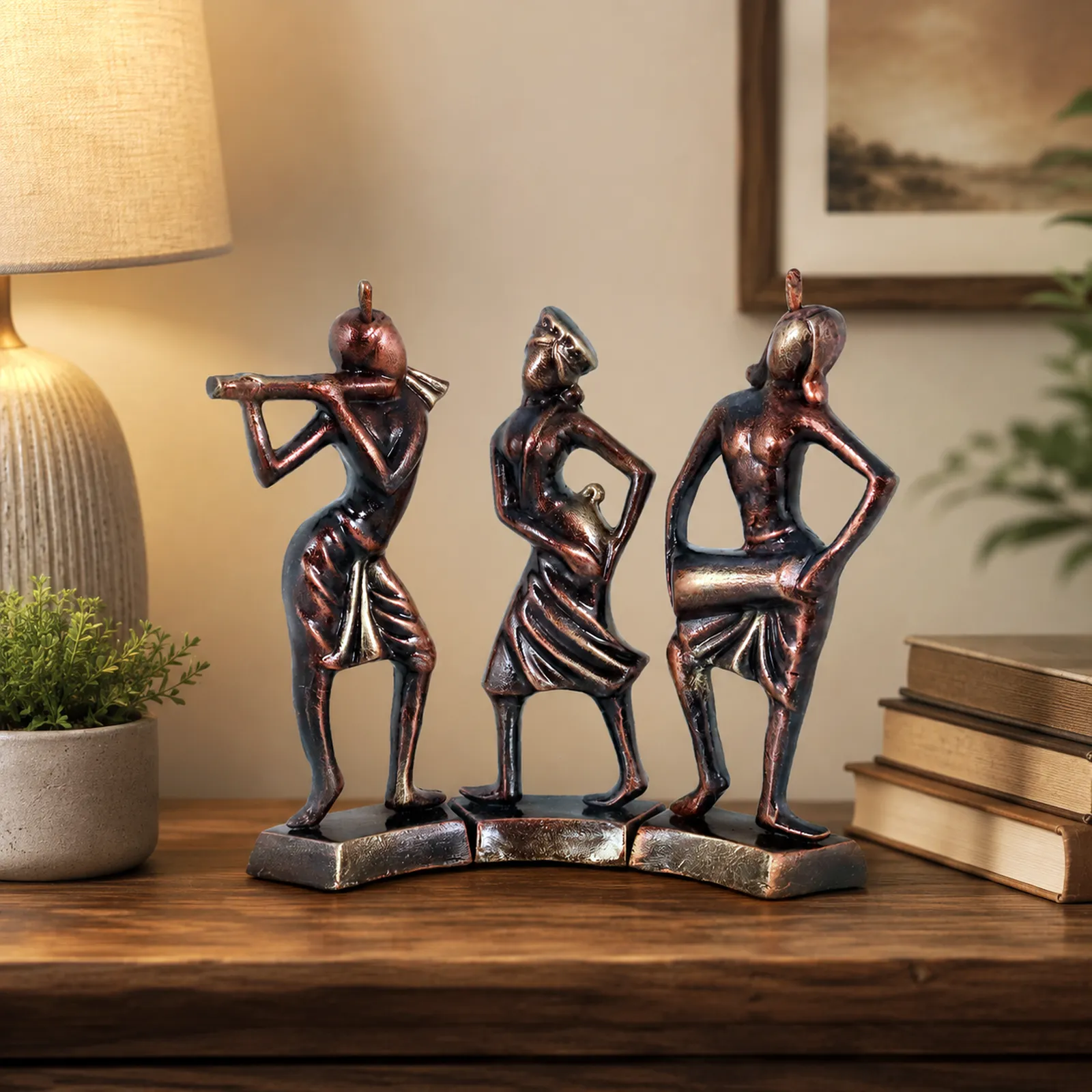 Tribal Dance Group - Metallic Bronze | Handmade Terracotta Clay Figurine | Abstract Terracotta Showpieces