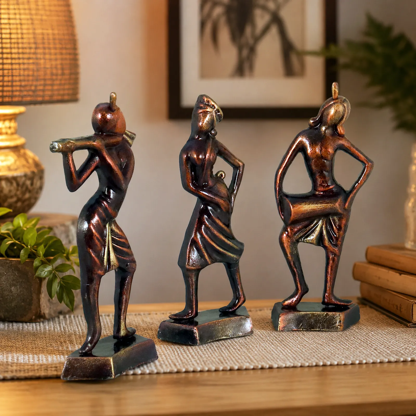 Tribal Dance Group - Metallic Bronze | Handmade Terracotta Clay Figurine | Abstract Terracotta Showpieces