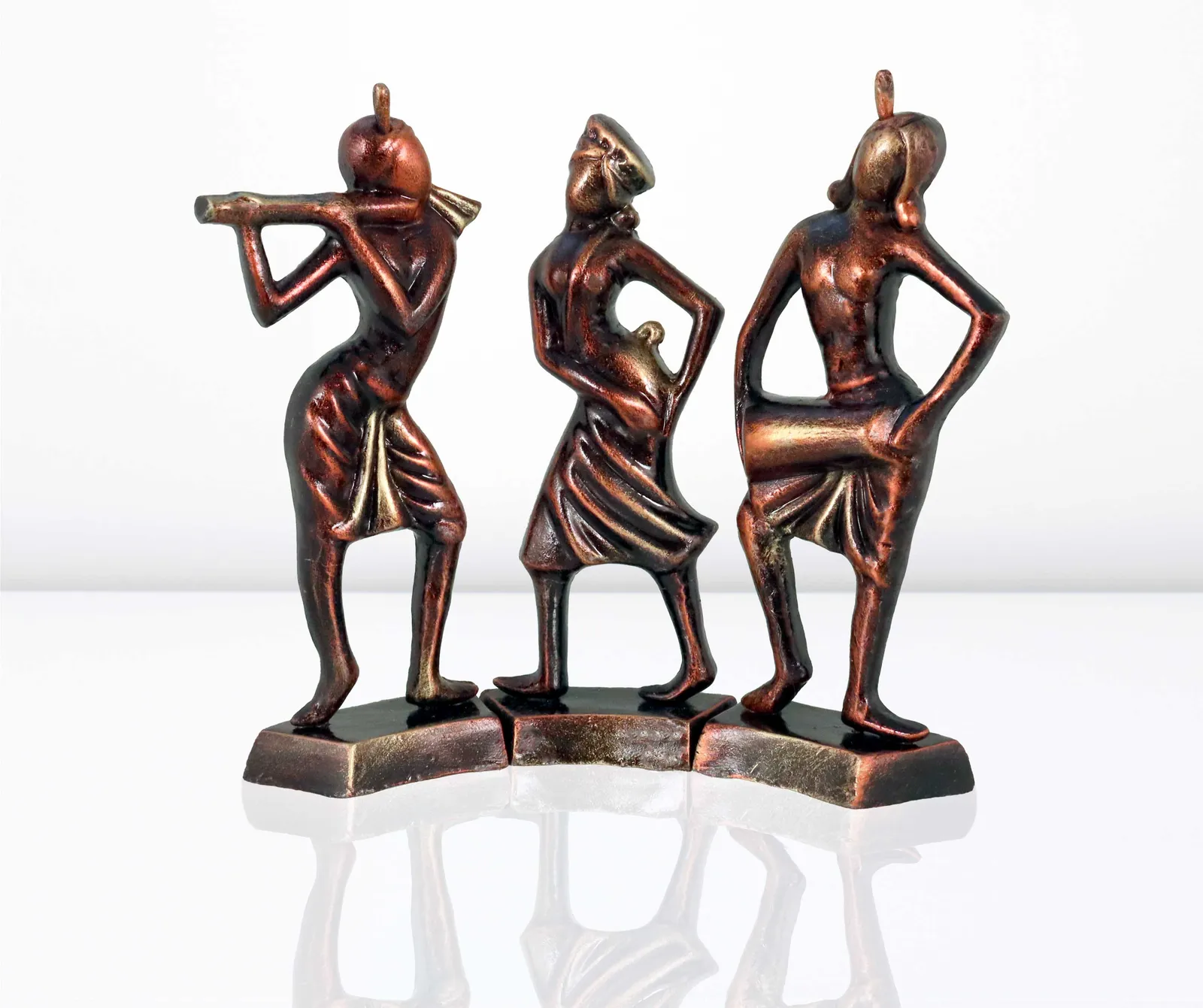 Tribal Dance Group - Metallic Bronze | Handmade Terracotta Clay Figurine | Abstract Terracotta Showpieces