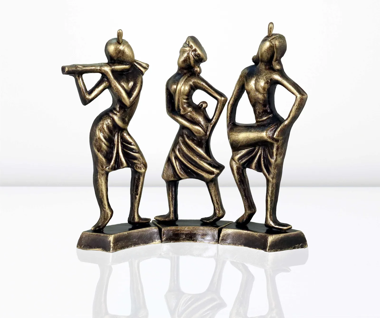 Tribal Dance Group - Metallic Golden | Handmade Terracotta Clay Figurine | Abstract Terracotta Showpieces