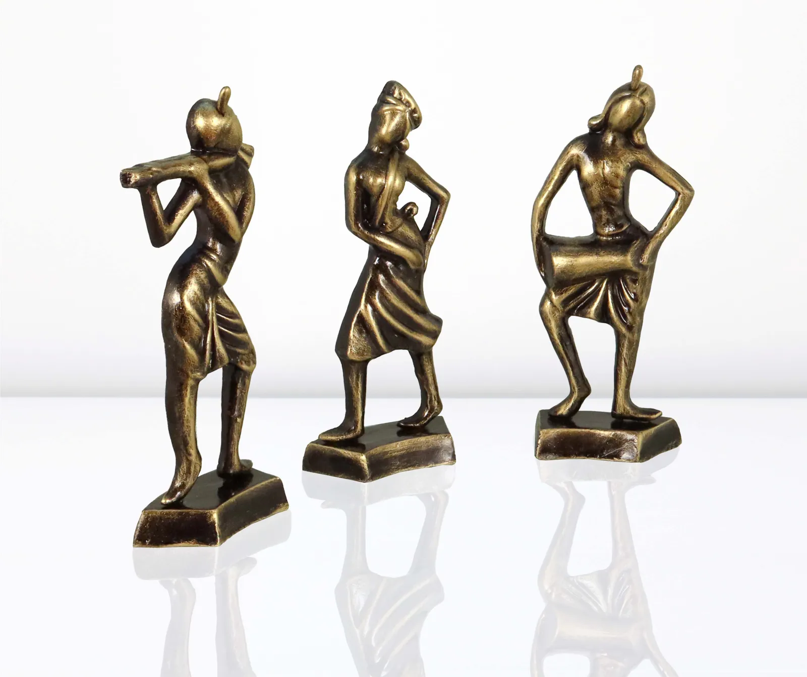 Tribal Dance Group - Metallic Golden | Handmade Terracotta Clay Figurine | Abstract Terracotta Showpieces