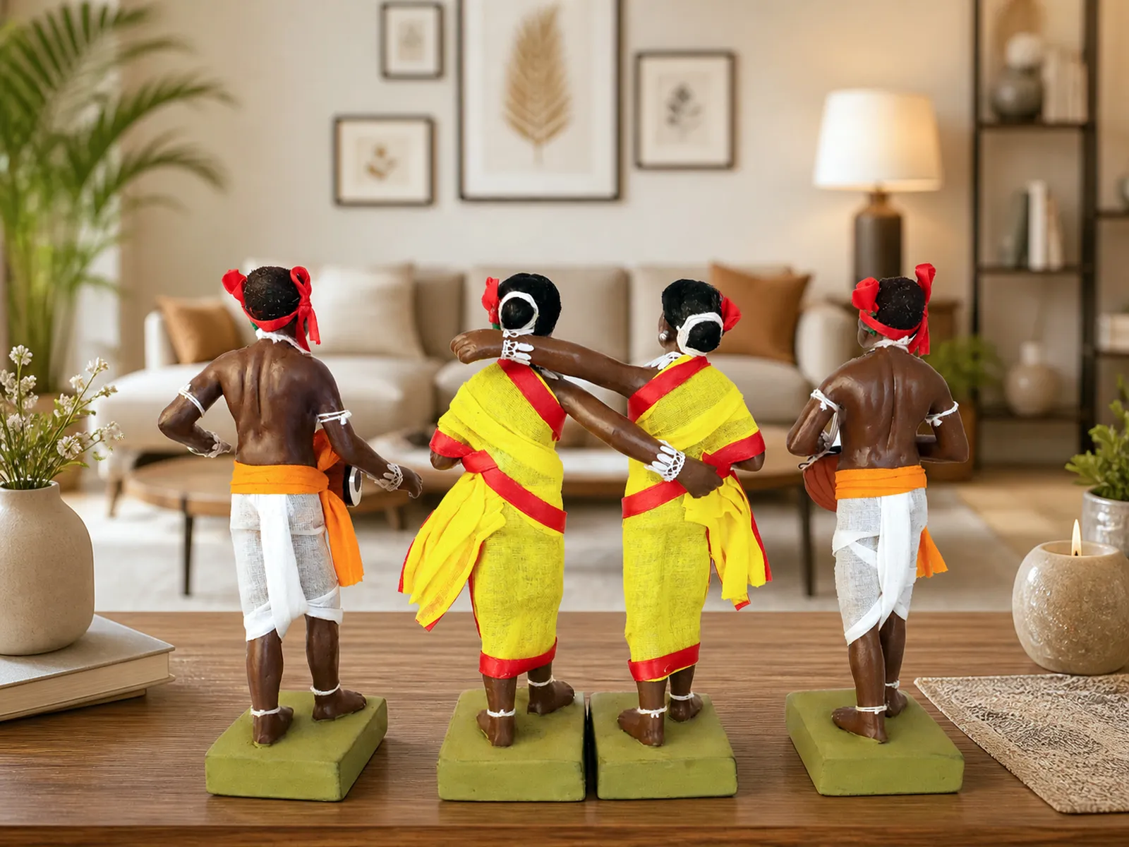 Tribal Dance Group - Set of 4 | Handmade Terracotta Clay Figurine | Standing Human Figure Idols