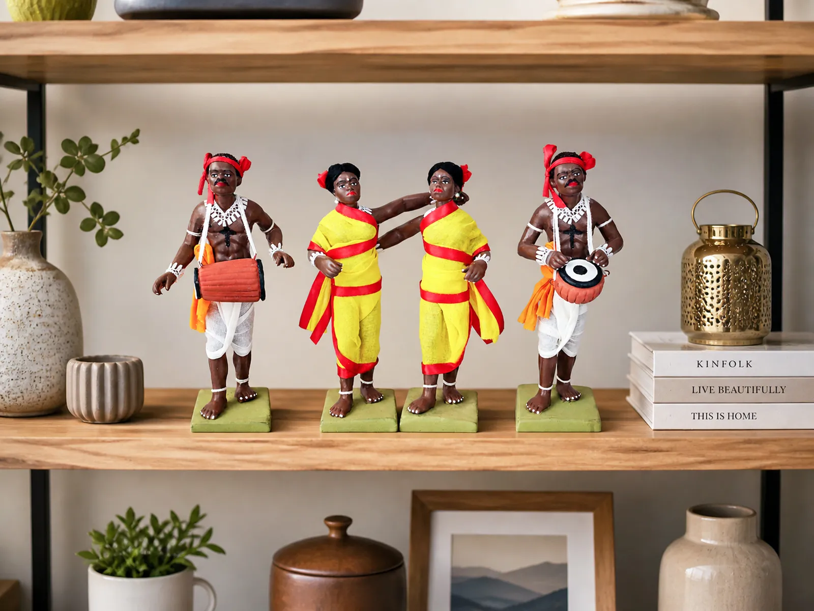 Tribal Dance Group - Set of 4 | Handmade Terracotta Clay Figurine | Standing Human Figure Idols