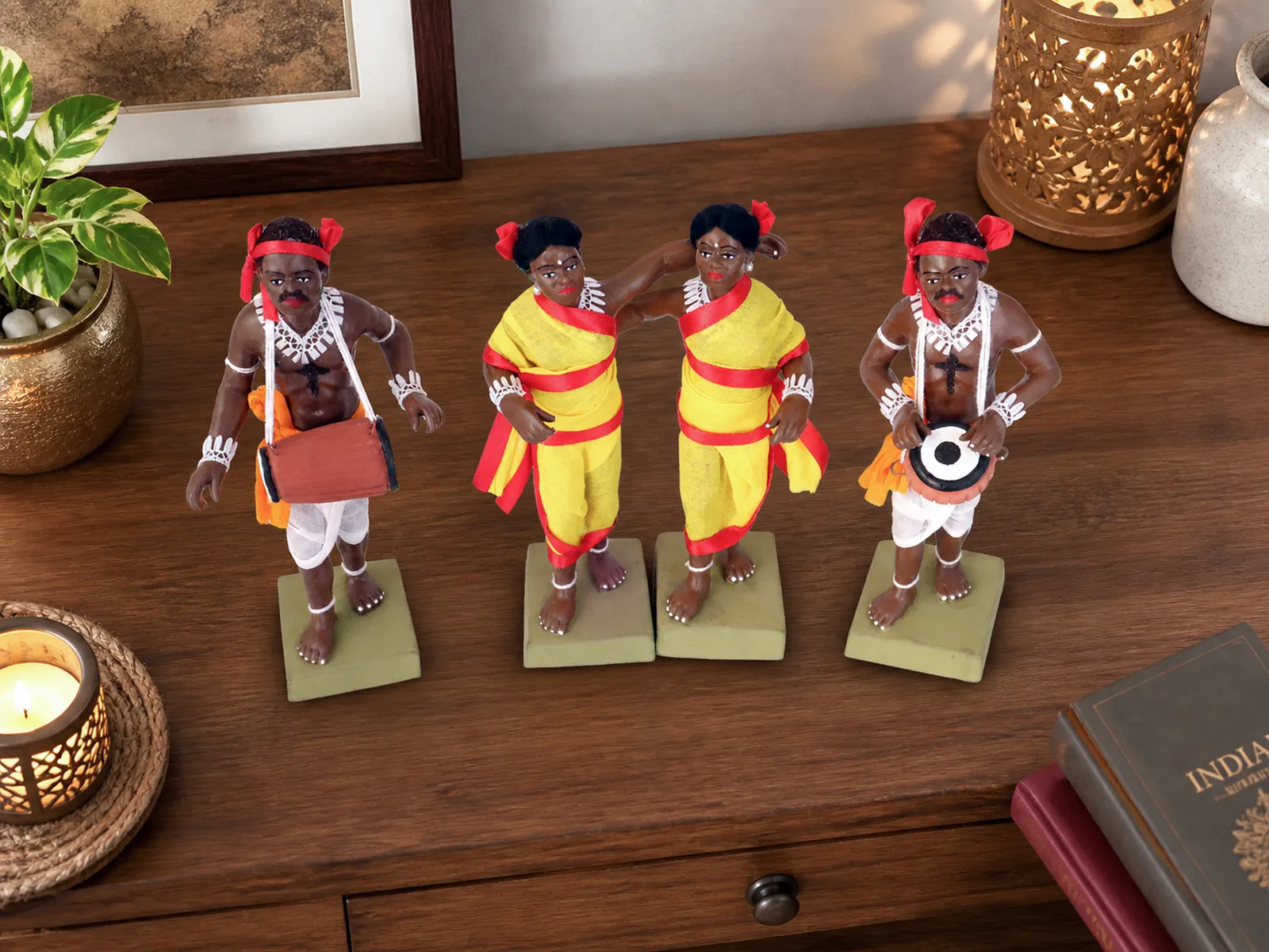 Tribal Dance Group - Set of 4 | Handmade Terracotta Clay Figurine | Standing Human Figure Idols