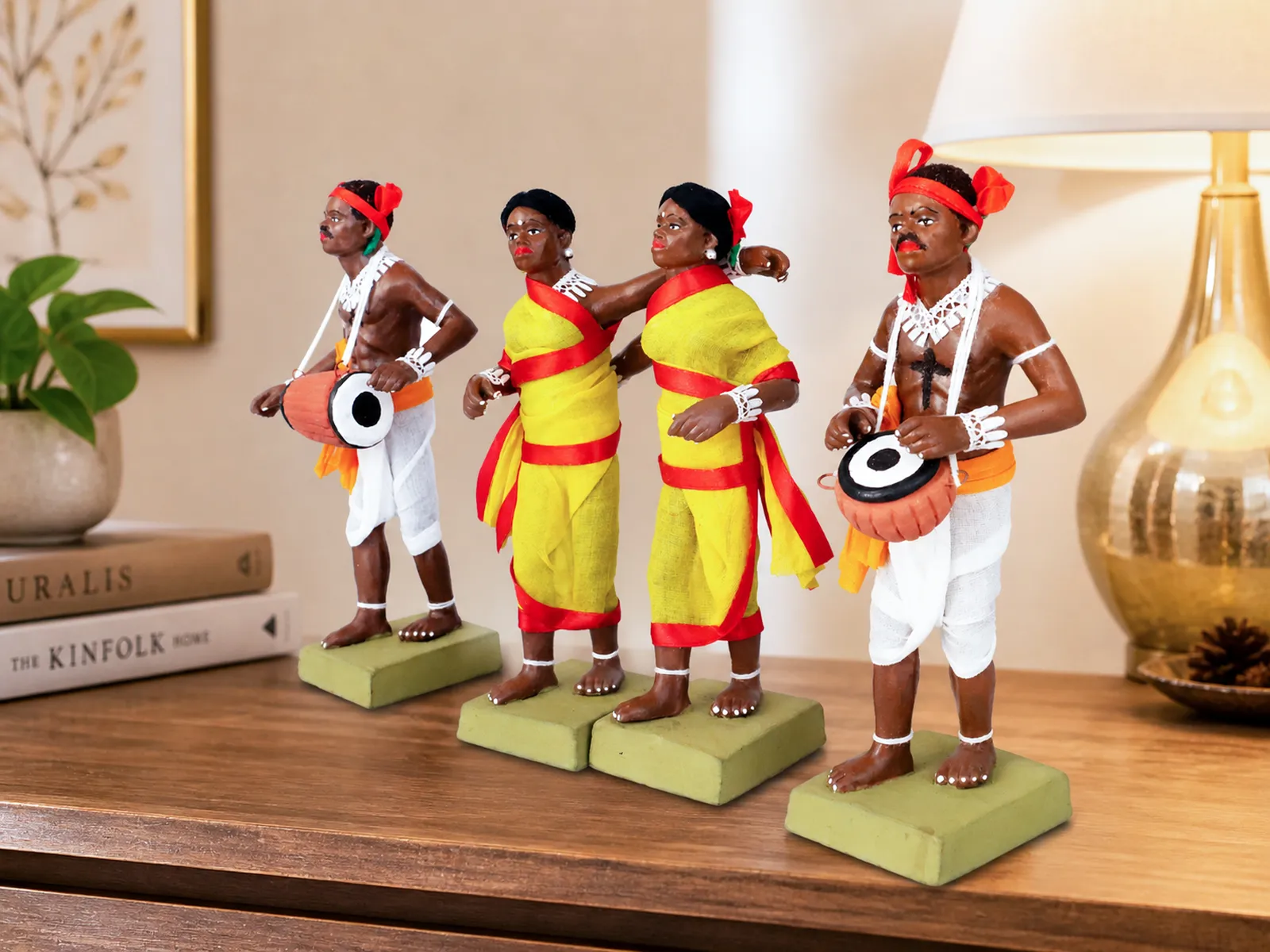 Tribal Dance Group - Set of 4 | Handmade Terracotta Clay Figurine | Standing Human Figure Idols