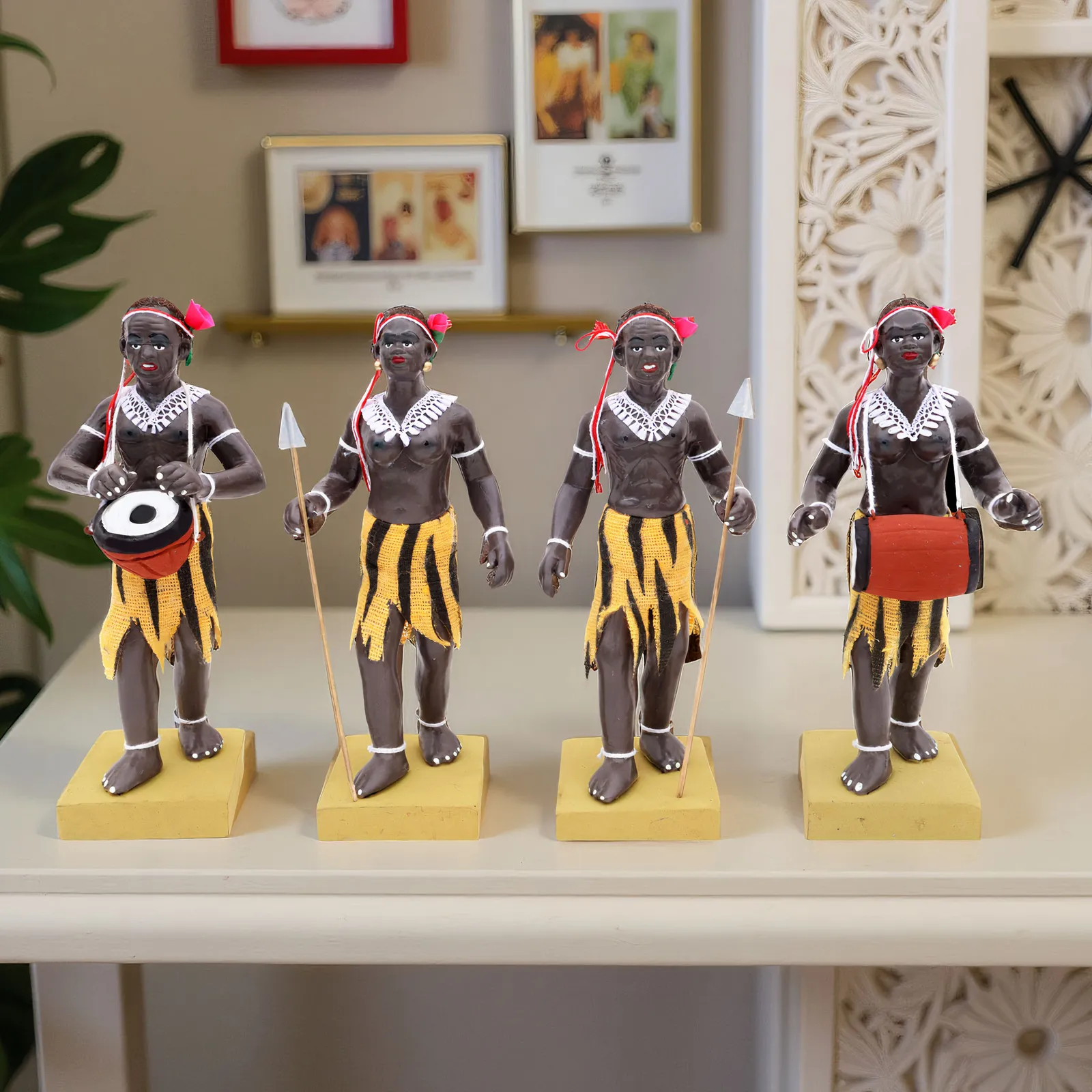 Tribal Hunter Group - Set of 4 | Handmade Terracotta Clay Figurine | Standing Human Figure Idols