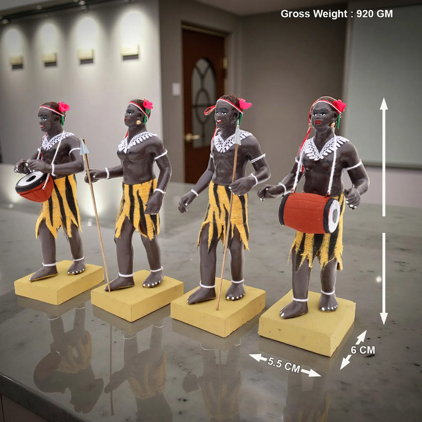 Tribal Hunter Group - Set of 4 | Handmade Terracotta Clay Figurine | Standing Human Figure Idols