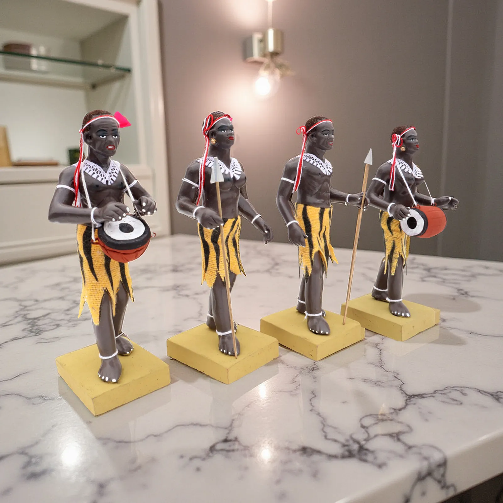 Tribal Hunter Group - Set of 4 | Handmade Terracotta Clay Figurine | Standing Human Figure Idols