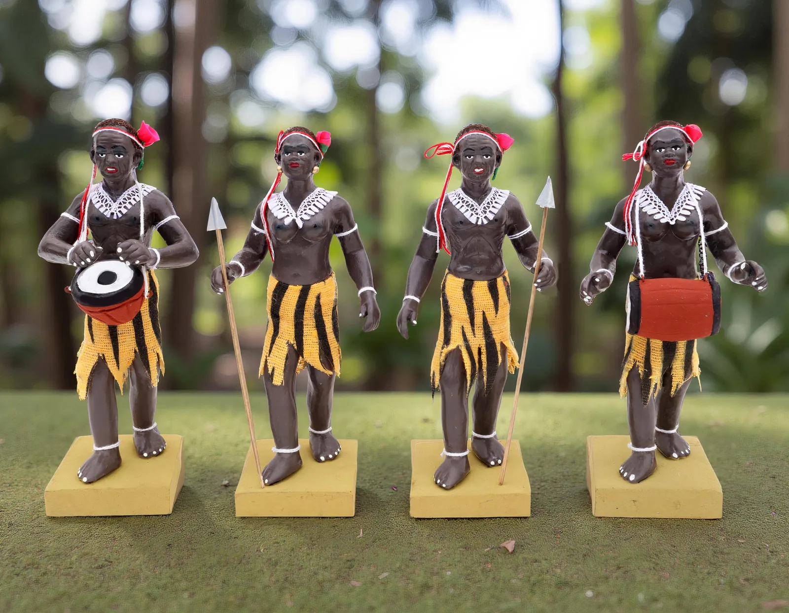 Tribal Hunter Group - Set of 4 | Handmade Terracotta Clay Figurine | Standing Human Figure Idols