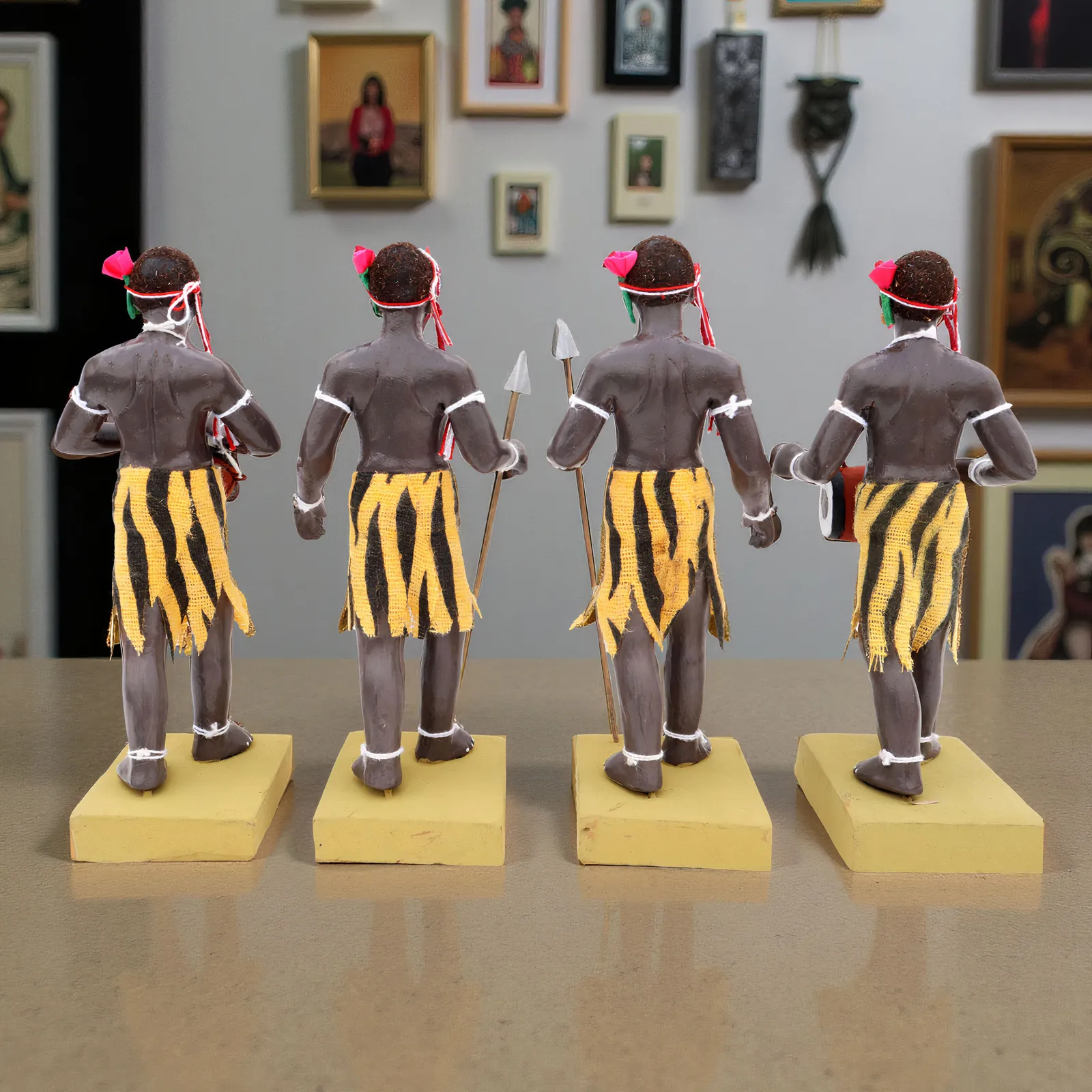 Tribal Hunter Group - Set of 4 | Handmade Terracotta Clay Figurine | Standing Human Figure Idols