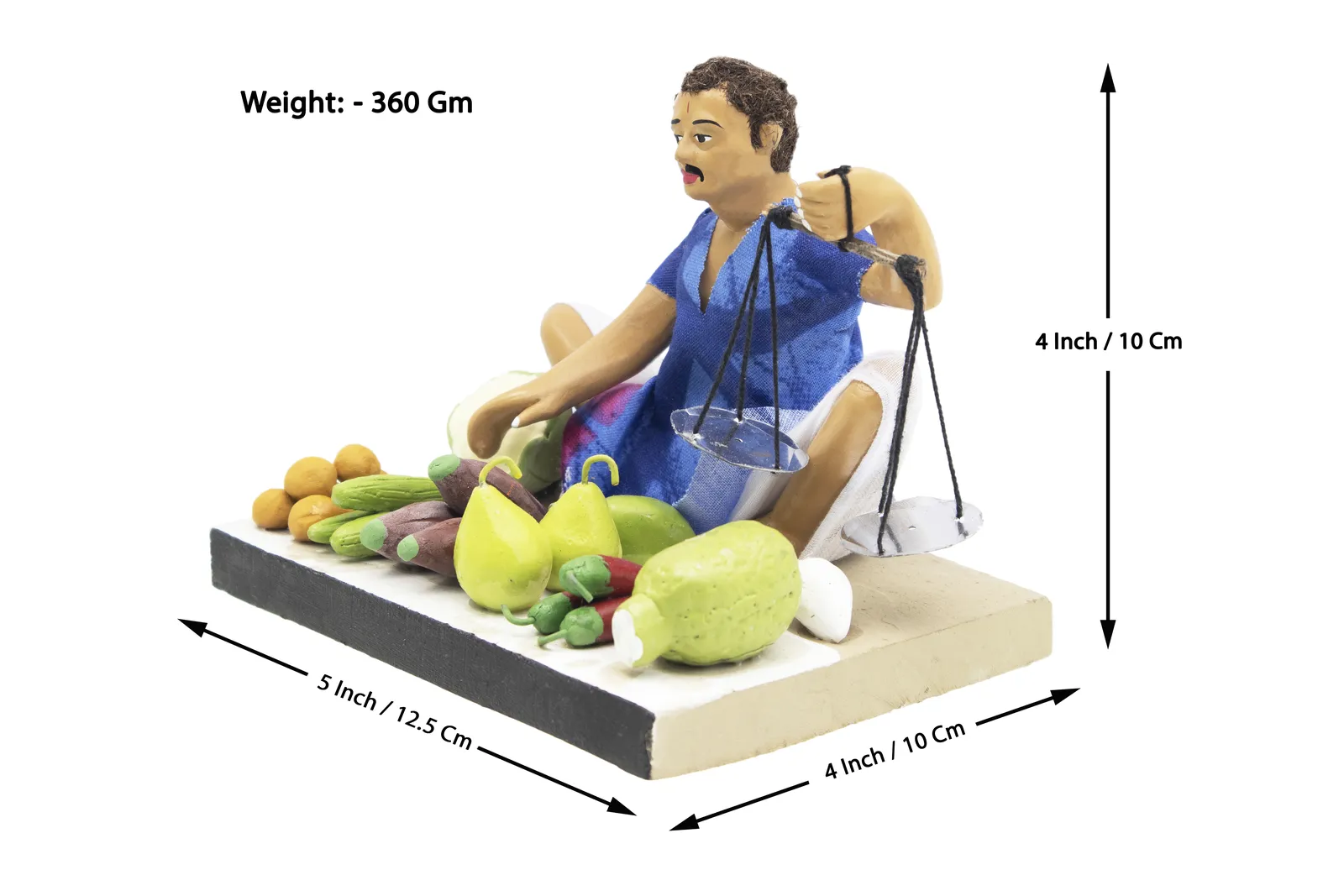 Vegetable Seller - Handmade Terracotta Clay Figurine | Basic Sitting Human Figure Idol