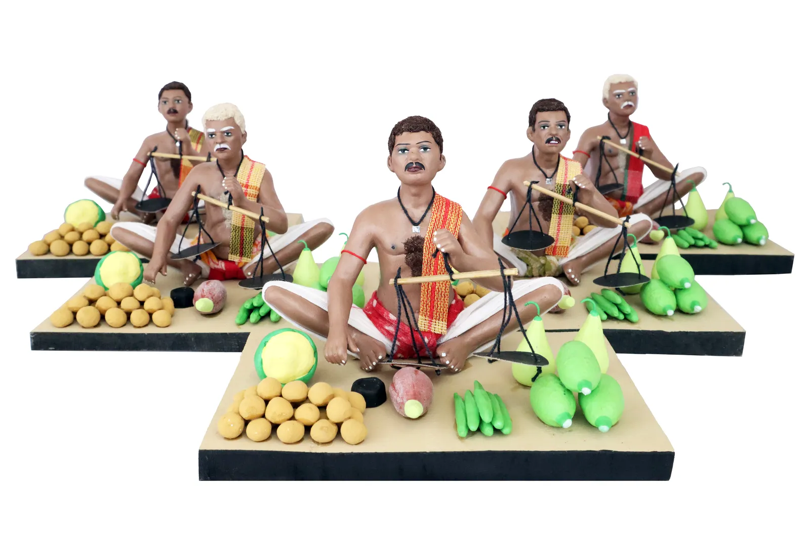 Vegetable Seller - Handmade Terracotta Clay Figurine | Standard Sitting Human Figure Idol