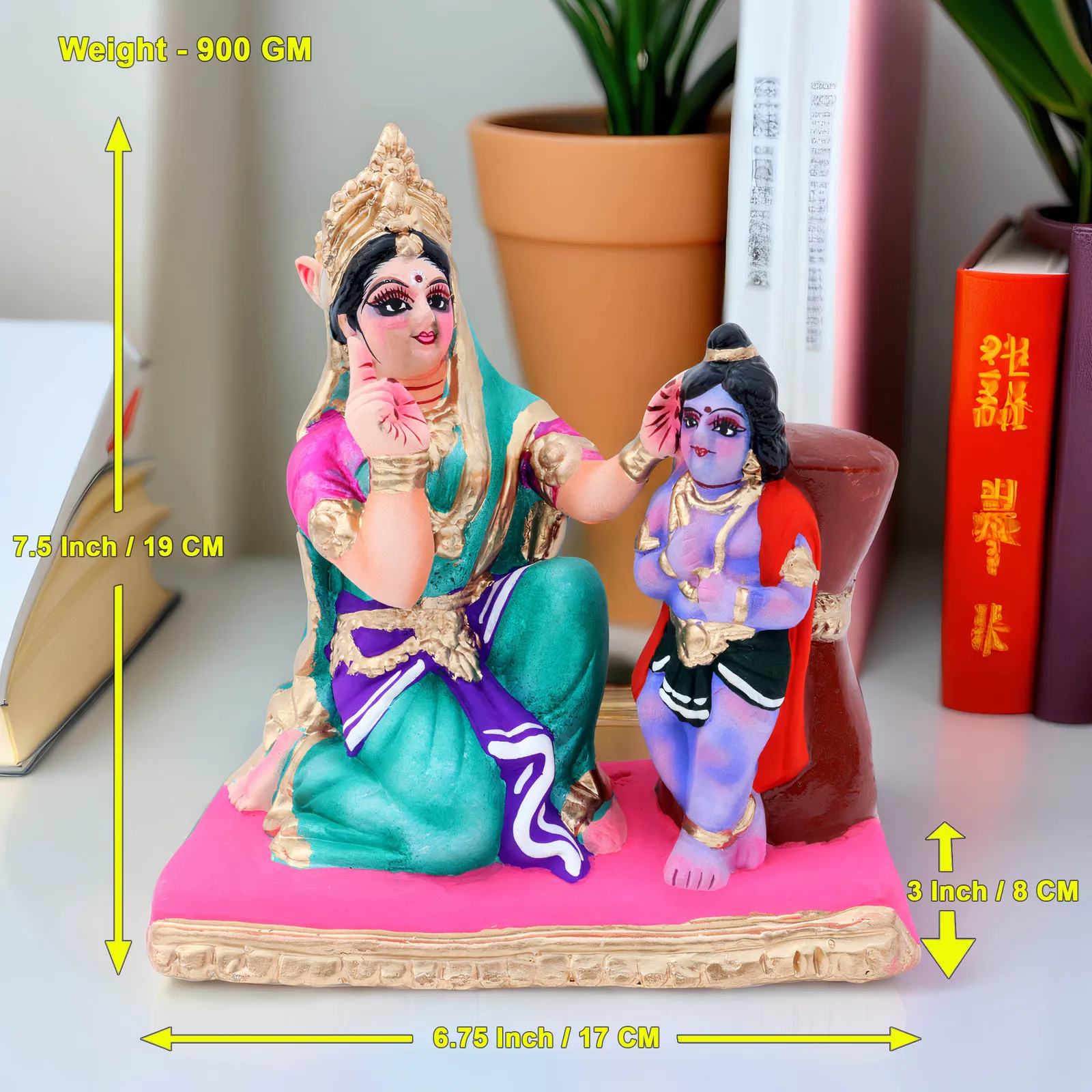 Yasoda Punishing Krishna for Butter Theft - Clay Terracotta Idol | Spiritual and Cultural Art